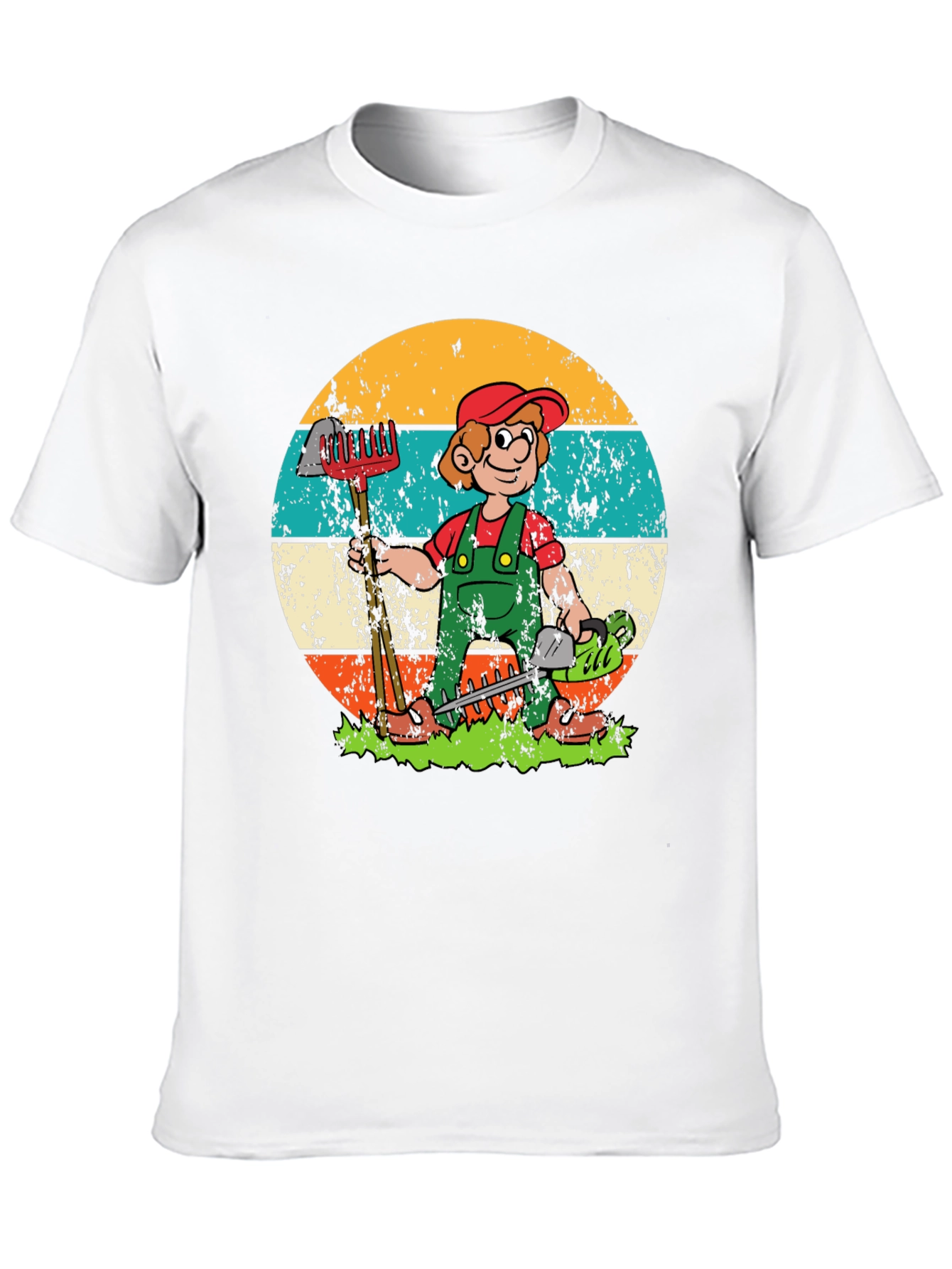 Black Gardener Cartoon Graphic T-Shirt - Unisex view 10