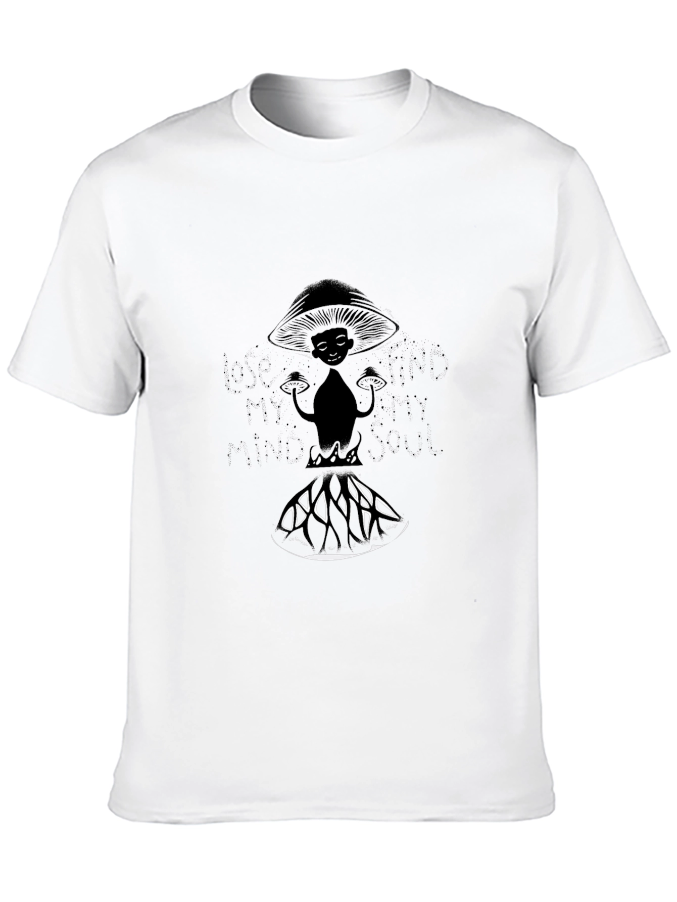 Black Mushroom Man Graphic Tee - Black Cotton view 10