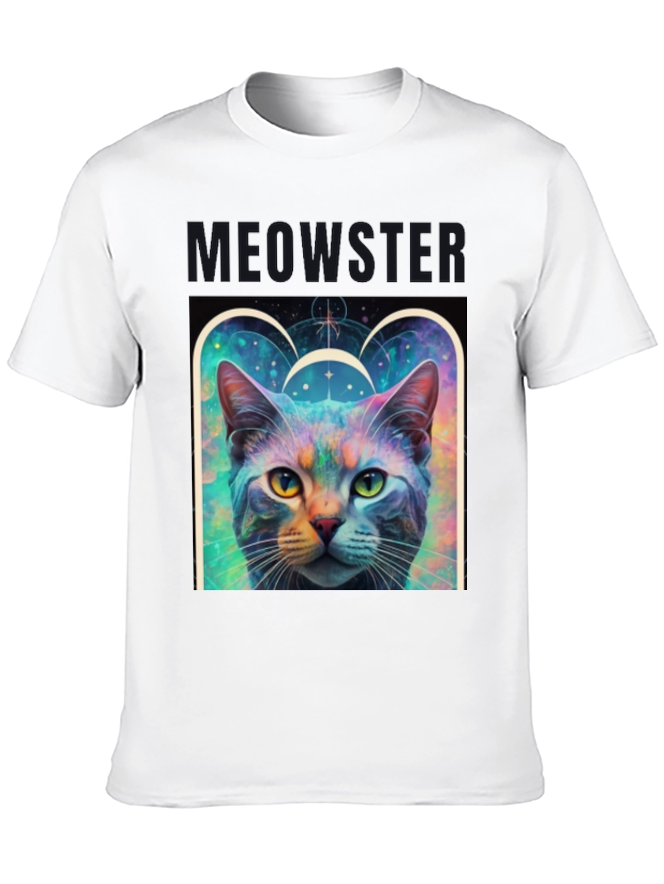 Black Meowster Cat Graphic Print Black T-Shirt view 10