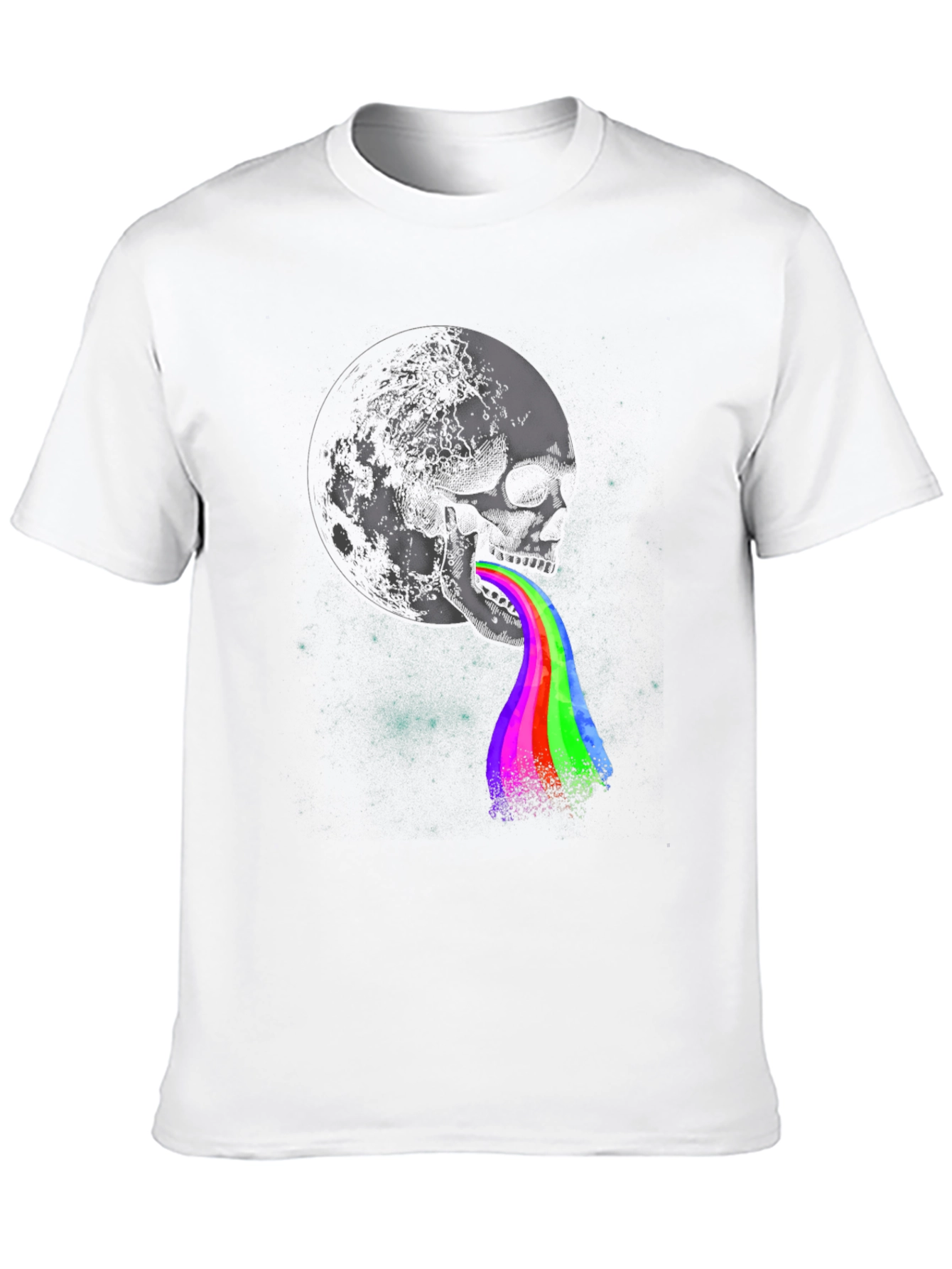 Black Skull Moon Rainbow Graphic Tee - Dark Style view 10