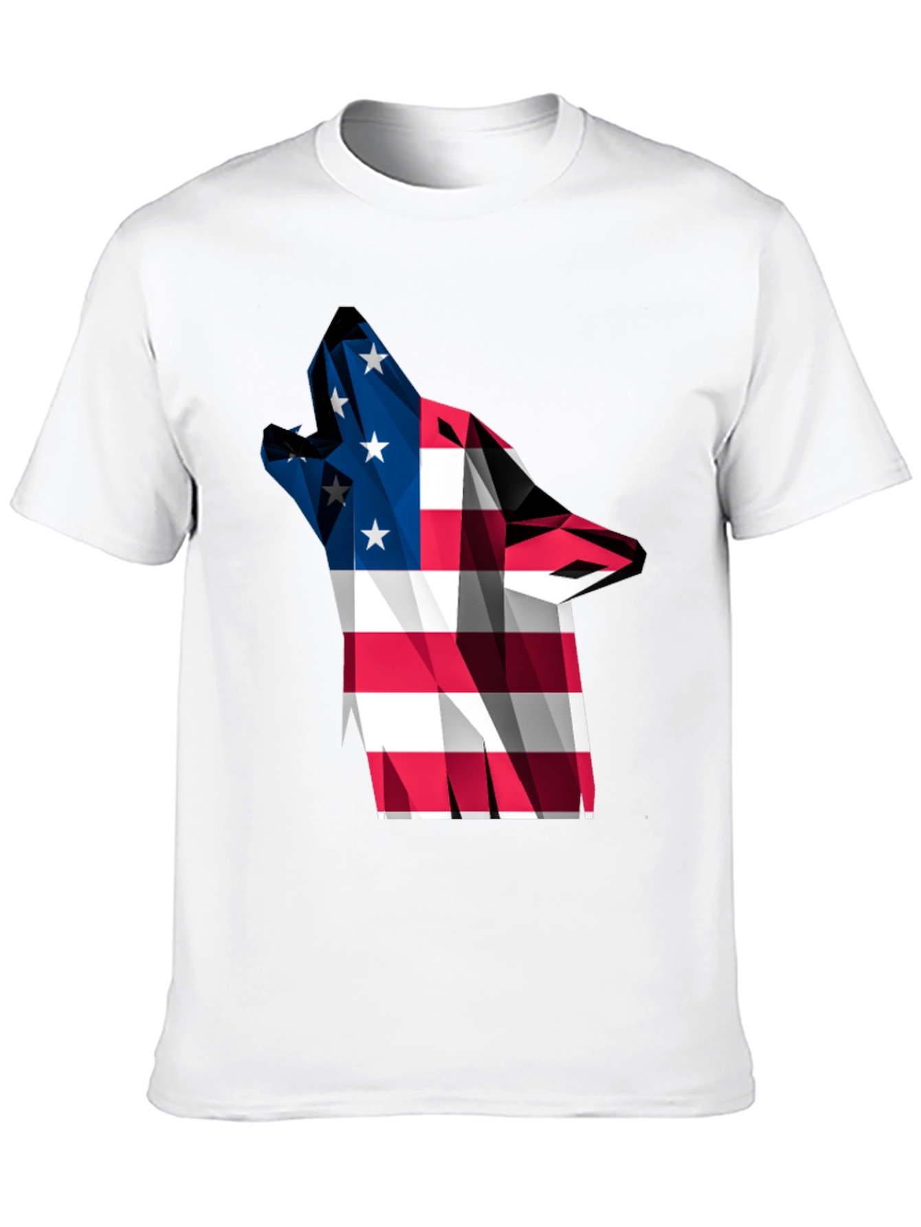Black American Flag Wolf Graphic Tee view 10