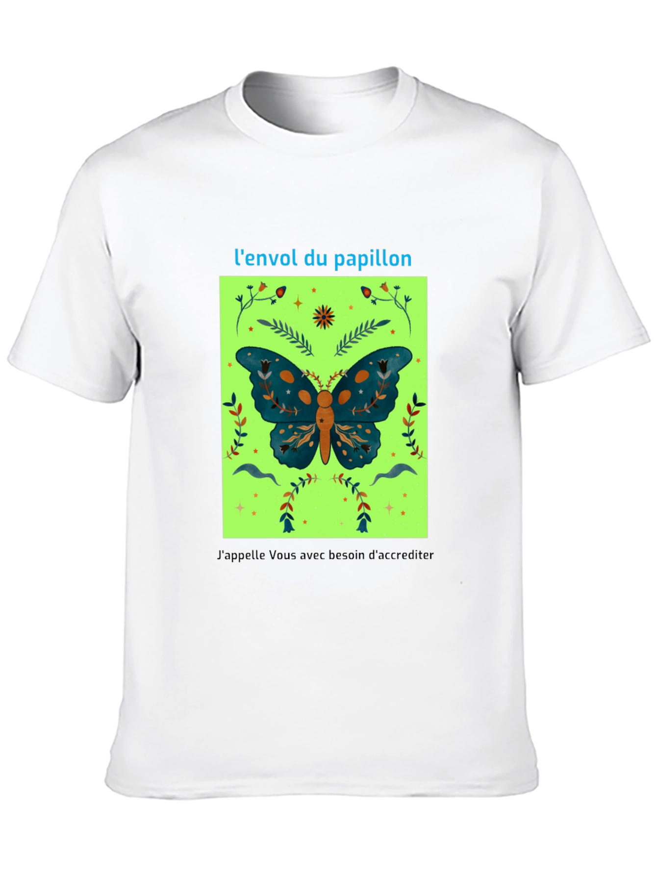 Black Butterfly Graphic Tee - French Slogan Design view 10