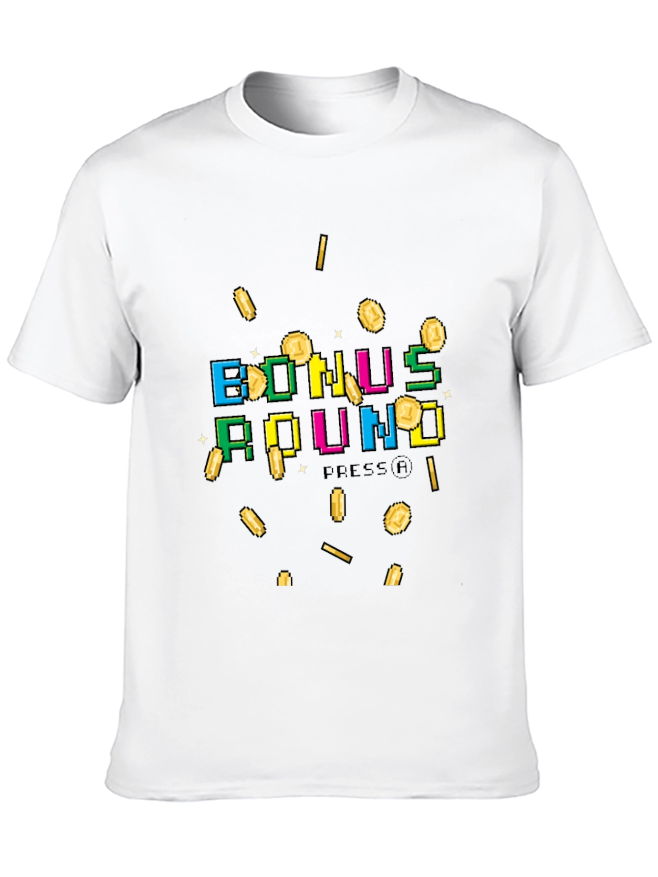 Black Bonus Round Pixel Art Graphic T-Shirt view 10