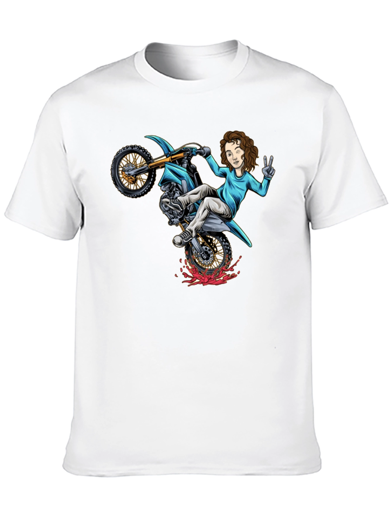 Black Motorcycle Girl Graphic Tee - Black Cotton Shirt view 10