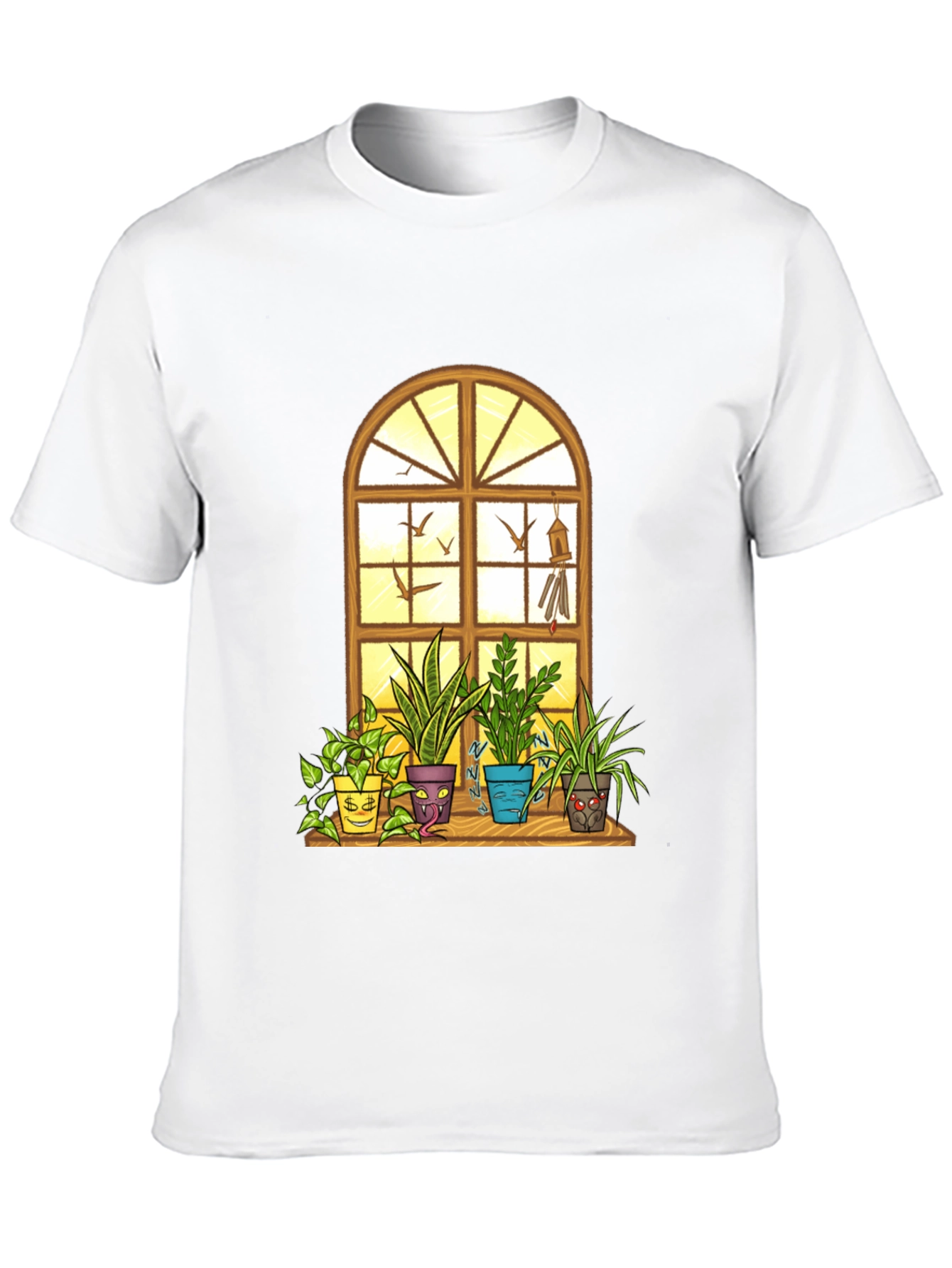 Black Men's Novelty Potted Plants Graphic T-Shirt view 10