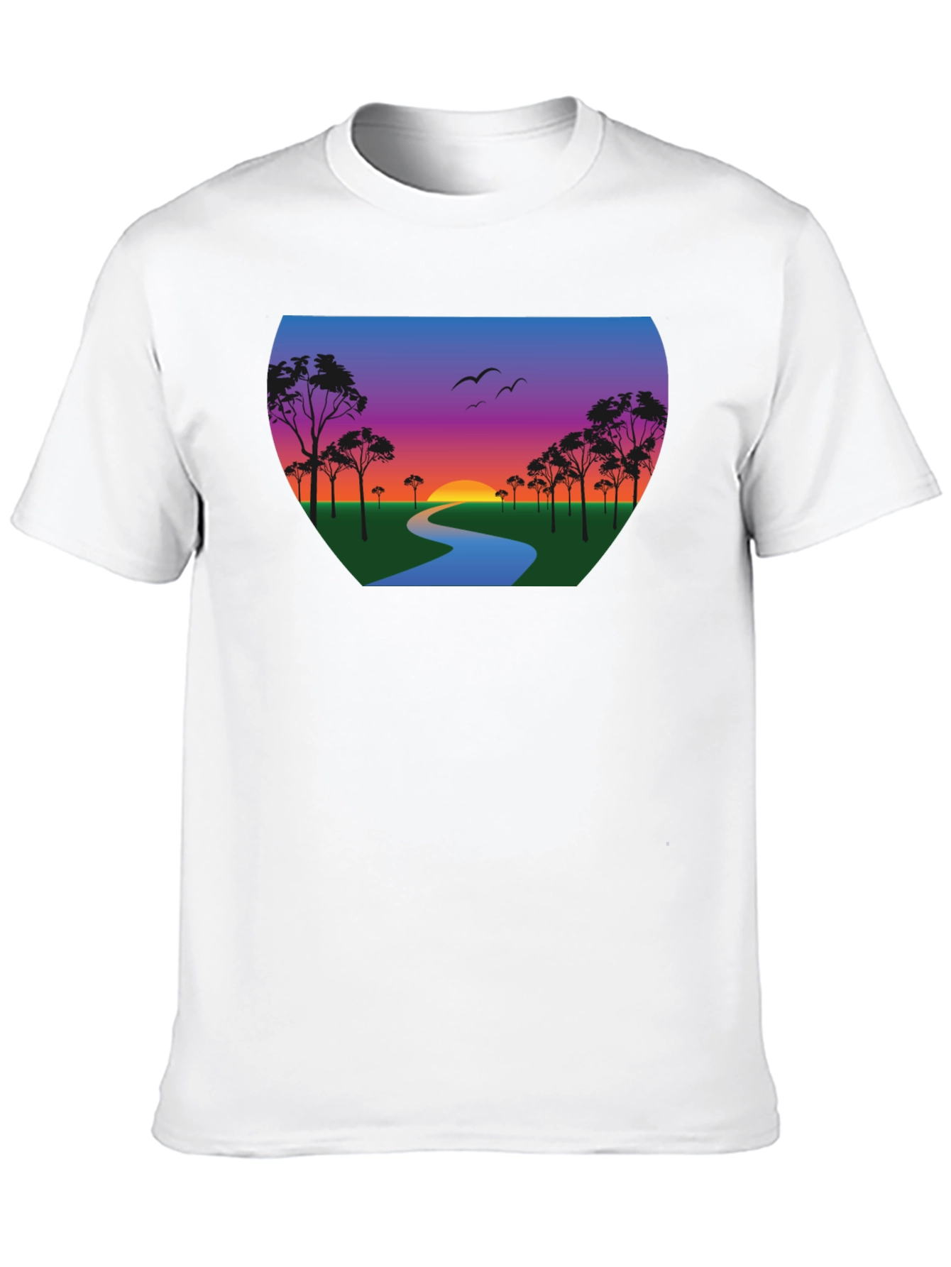 Black Sunset River Graphic Tee - Black Cotton Blend view 10