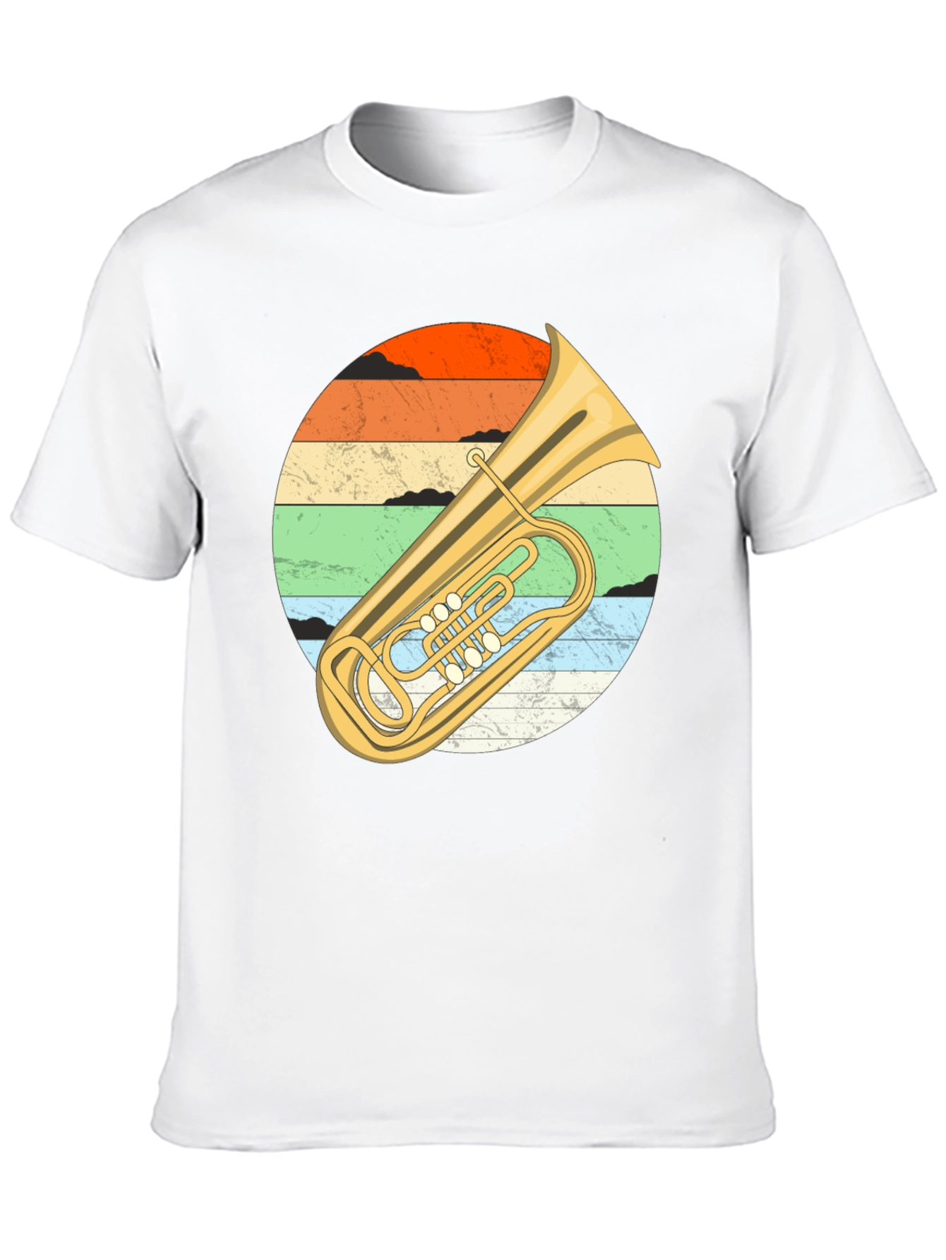 Black Vintage Tuba Sunset Graphic Tee - Musician's Black T-Shirt view 10