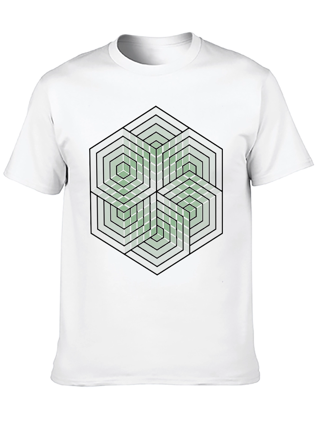 Black Geometric Hexagon Illusion Graphic Tee - Black view 10