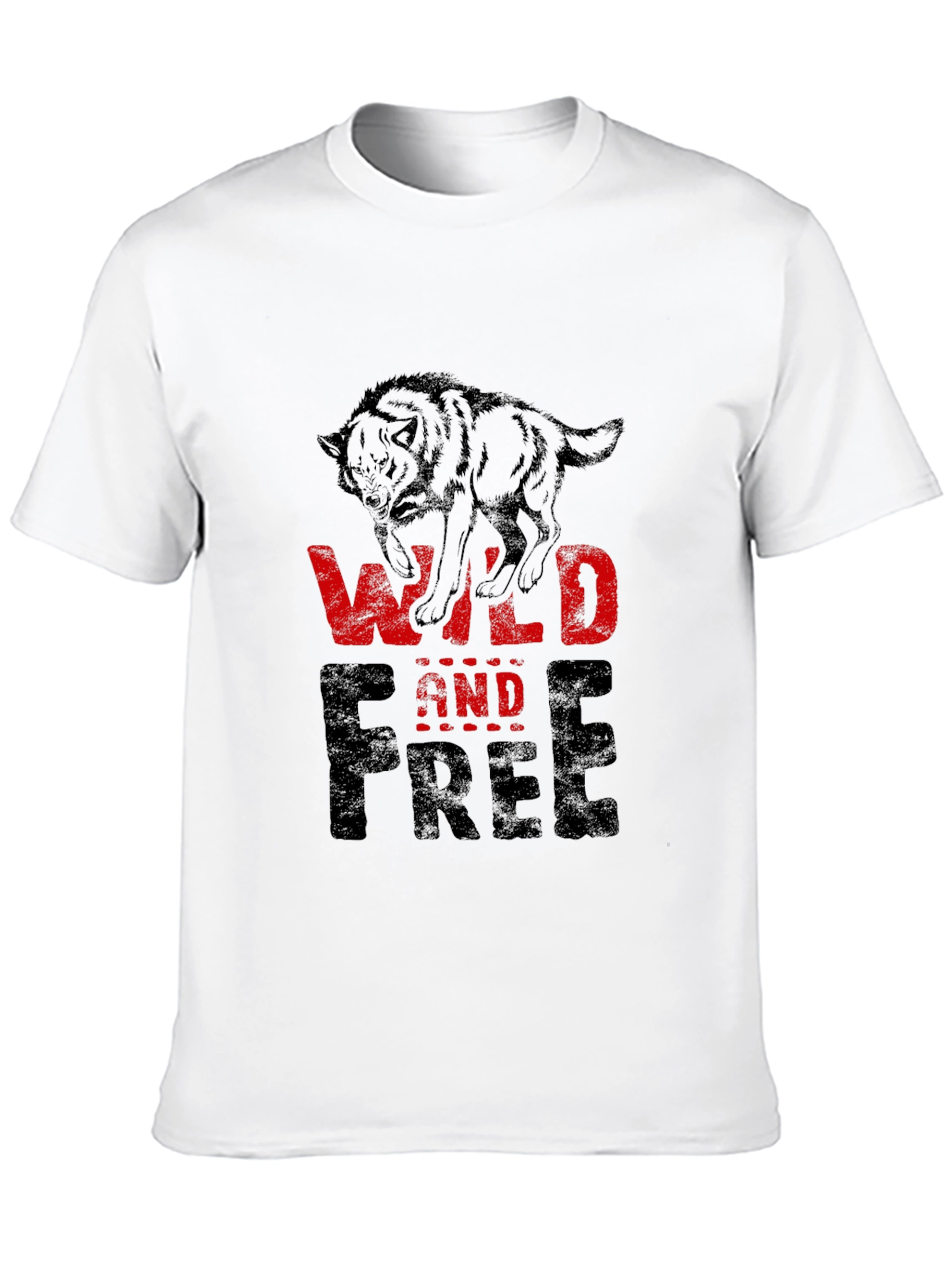 Black Wild and Free Wolf Graphic T-Shirt view 10
