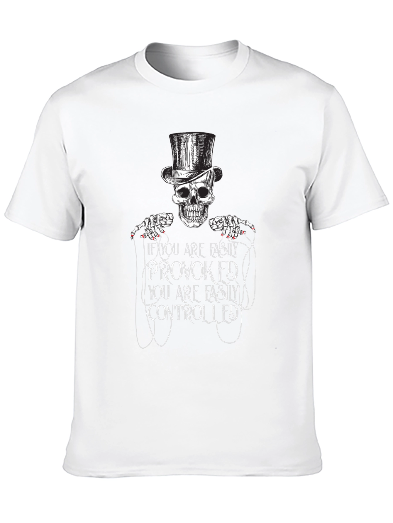 Black Provoked Controlled Skeleton Top Hat Graphic Tee - Black view 10