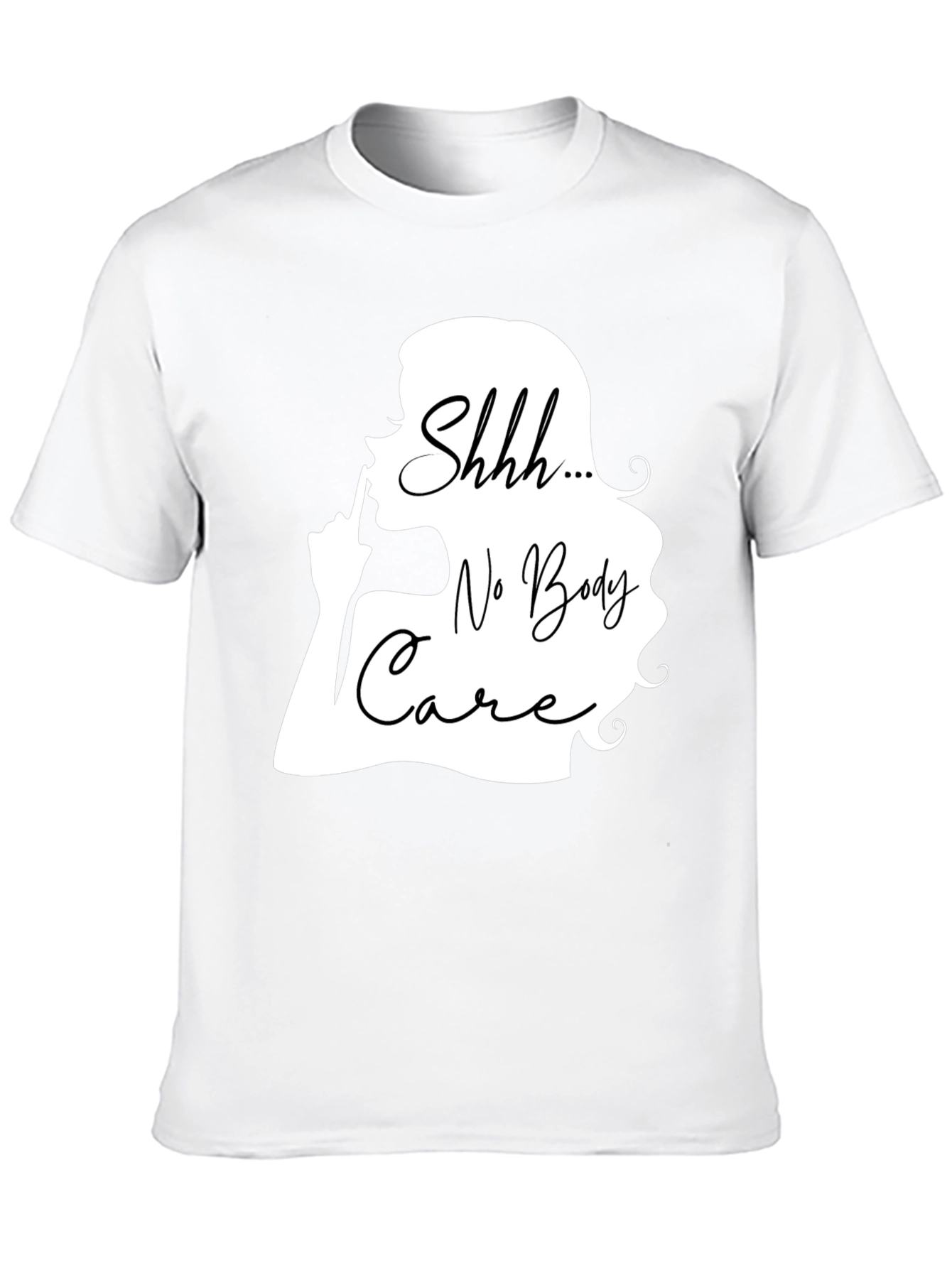 Black Shhh No Body Care Graphic Tee - Black Cotton T-Shirt view 10