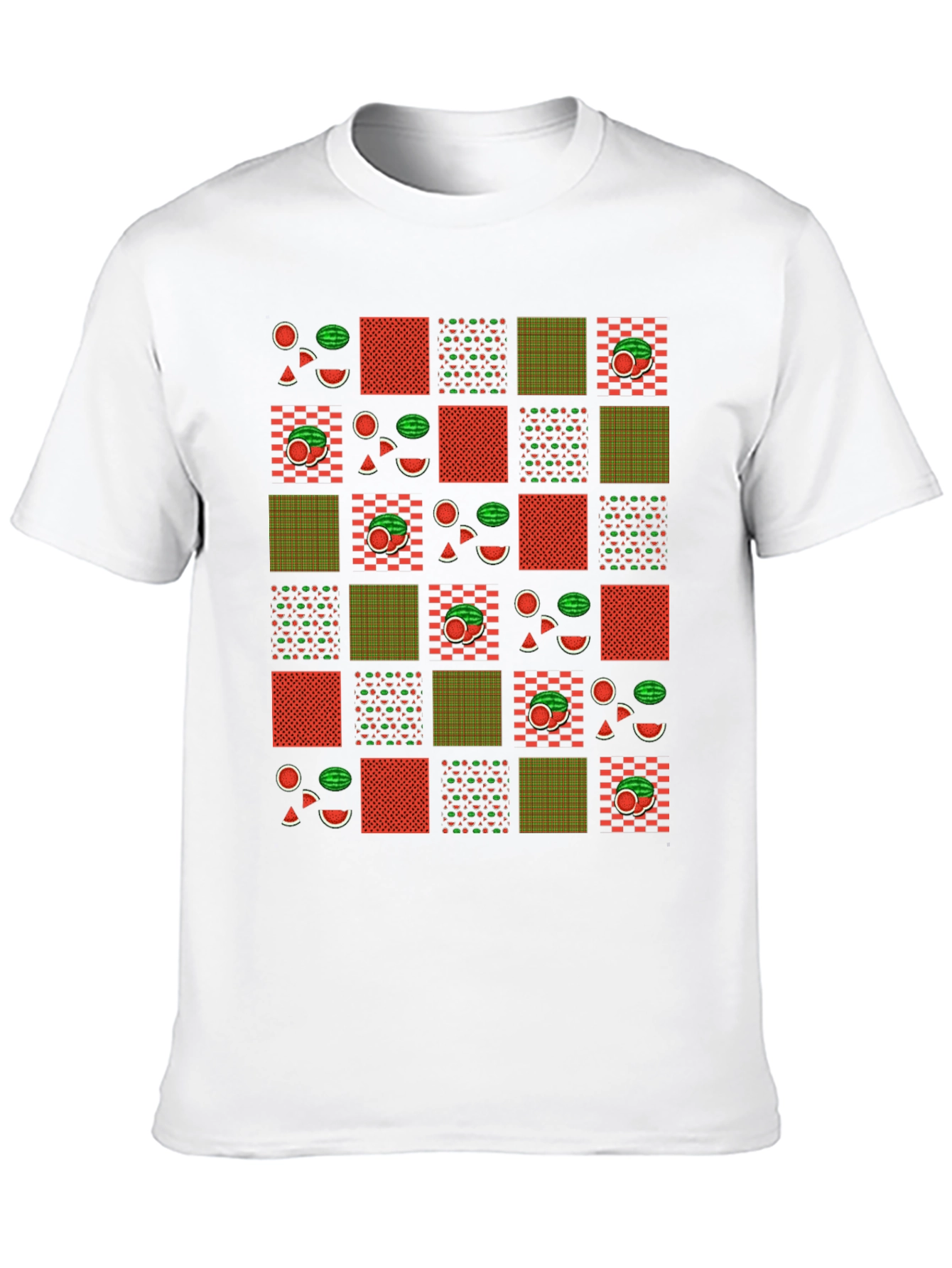 Black Fun Watermelon Patchwork Graphic Tee - Summer Style view 10