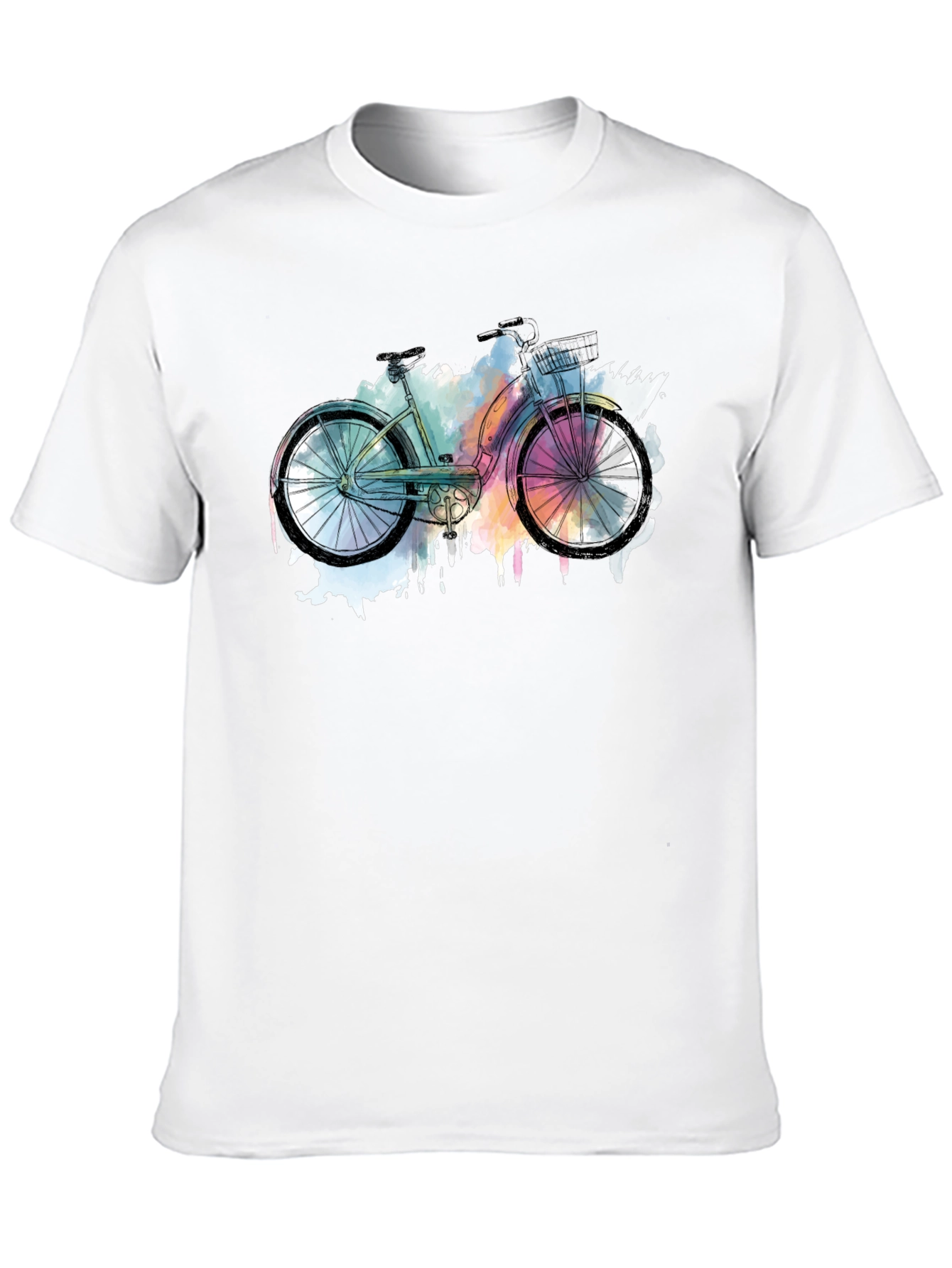 Black Watercolor Bicycle Graphic T-Shirt - Black view 10