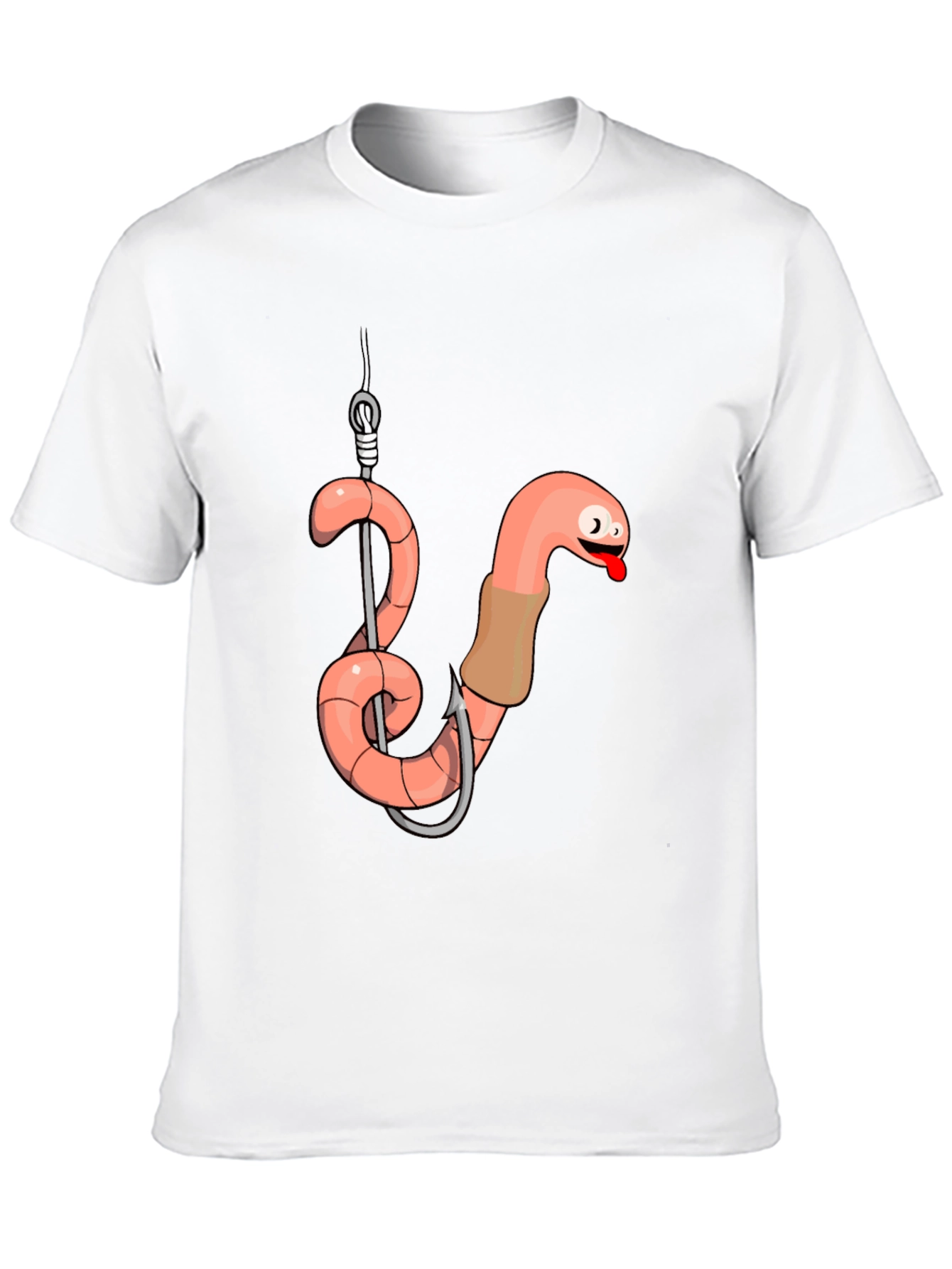 Black Funny Worm on Hook Black T-Shirt view 10