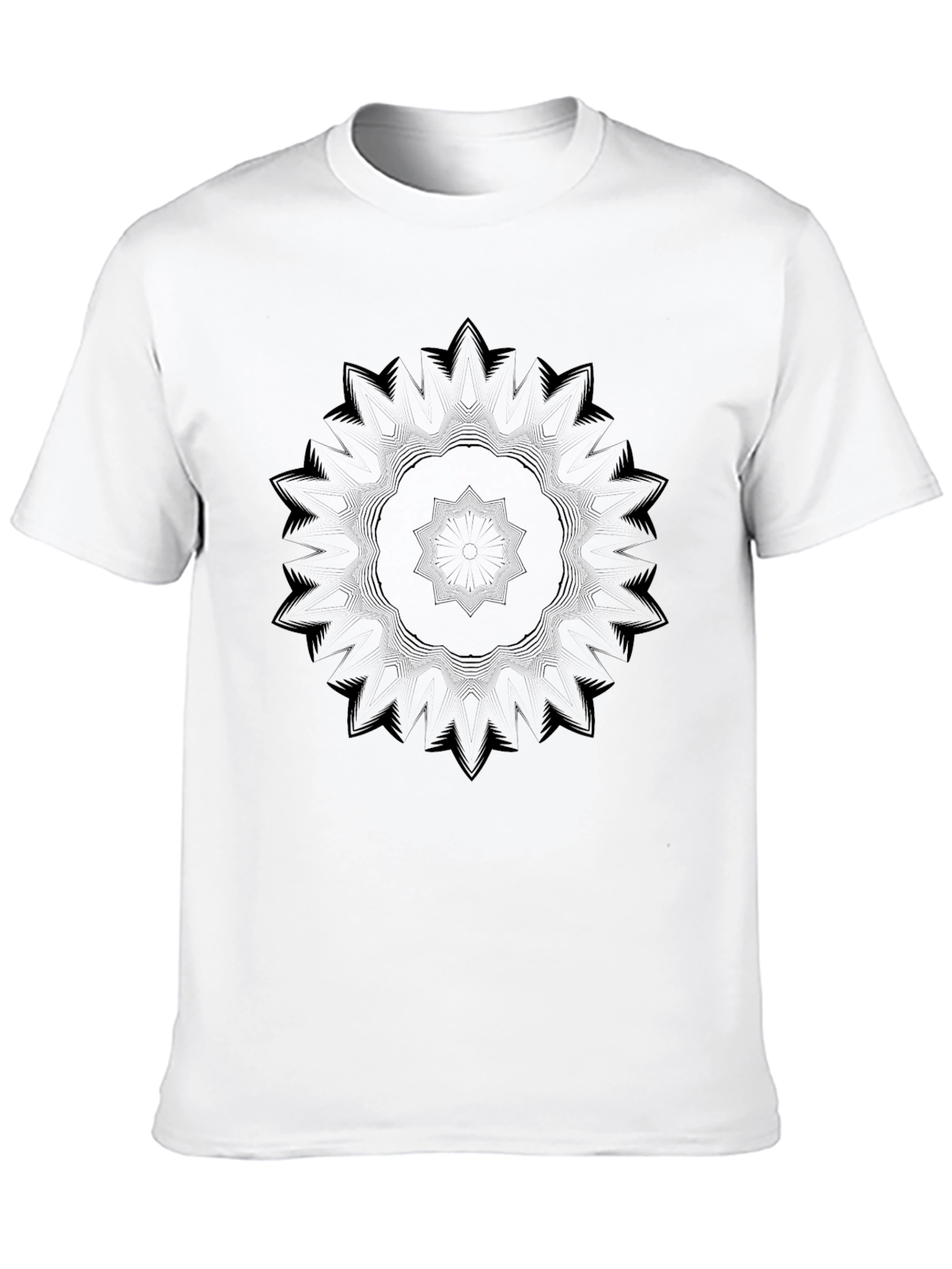 Black Abstract Mandala Graphic Print Crew Neck T-Shirt view 10