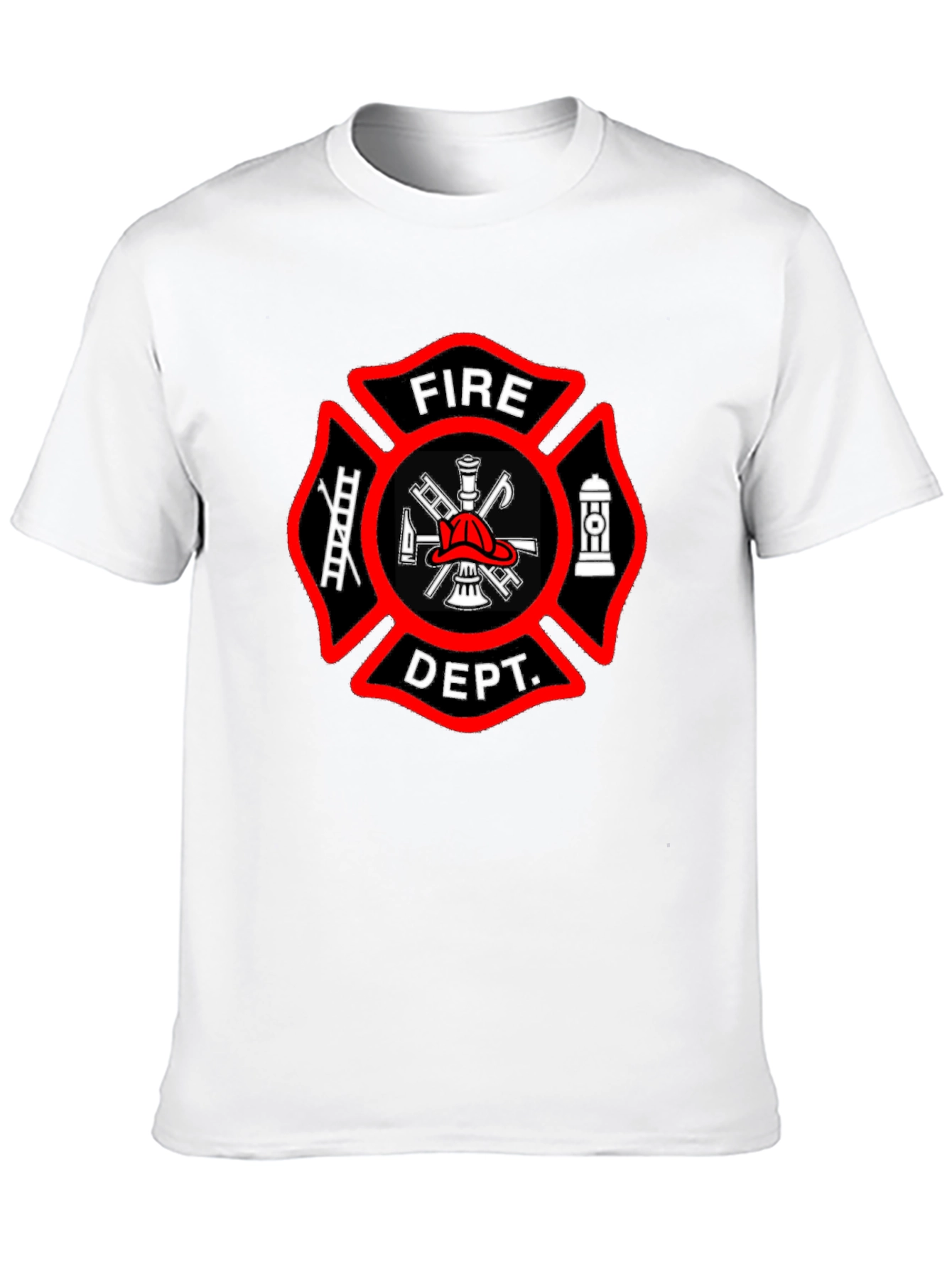 Black Fire Department T-Shirt - Maltese Cross Graphic Tee view 10