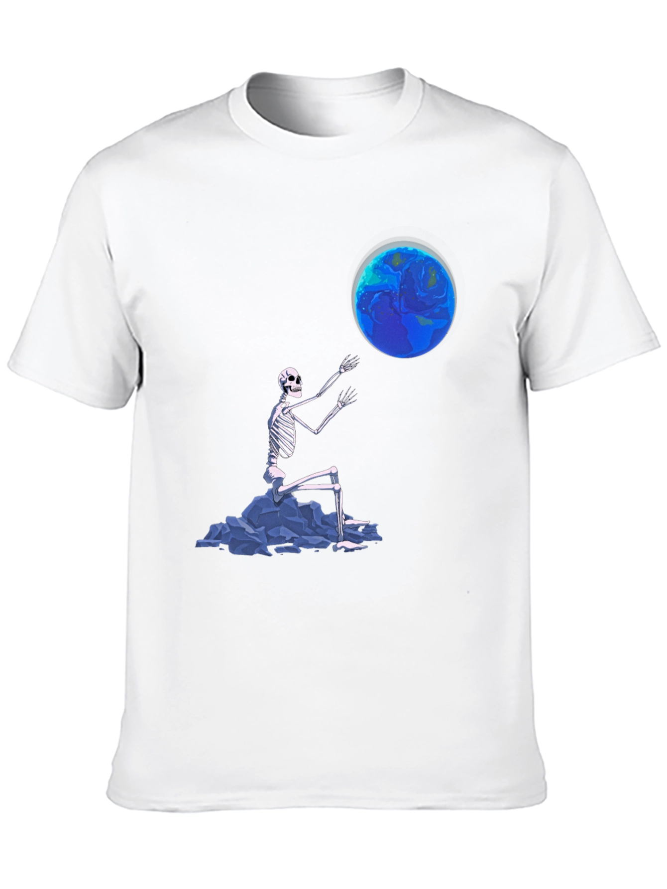 Black Skeleton Touching Earth Graphic Tee - Black view 10