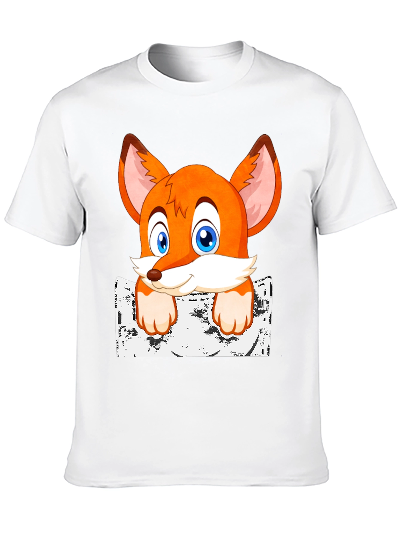 Black Cartoon Fox Graphic Print T-Shirt view 10