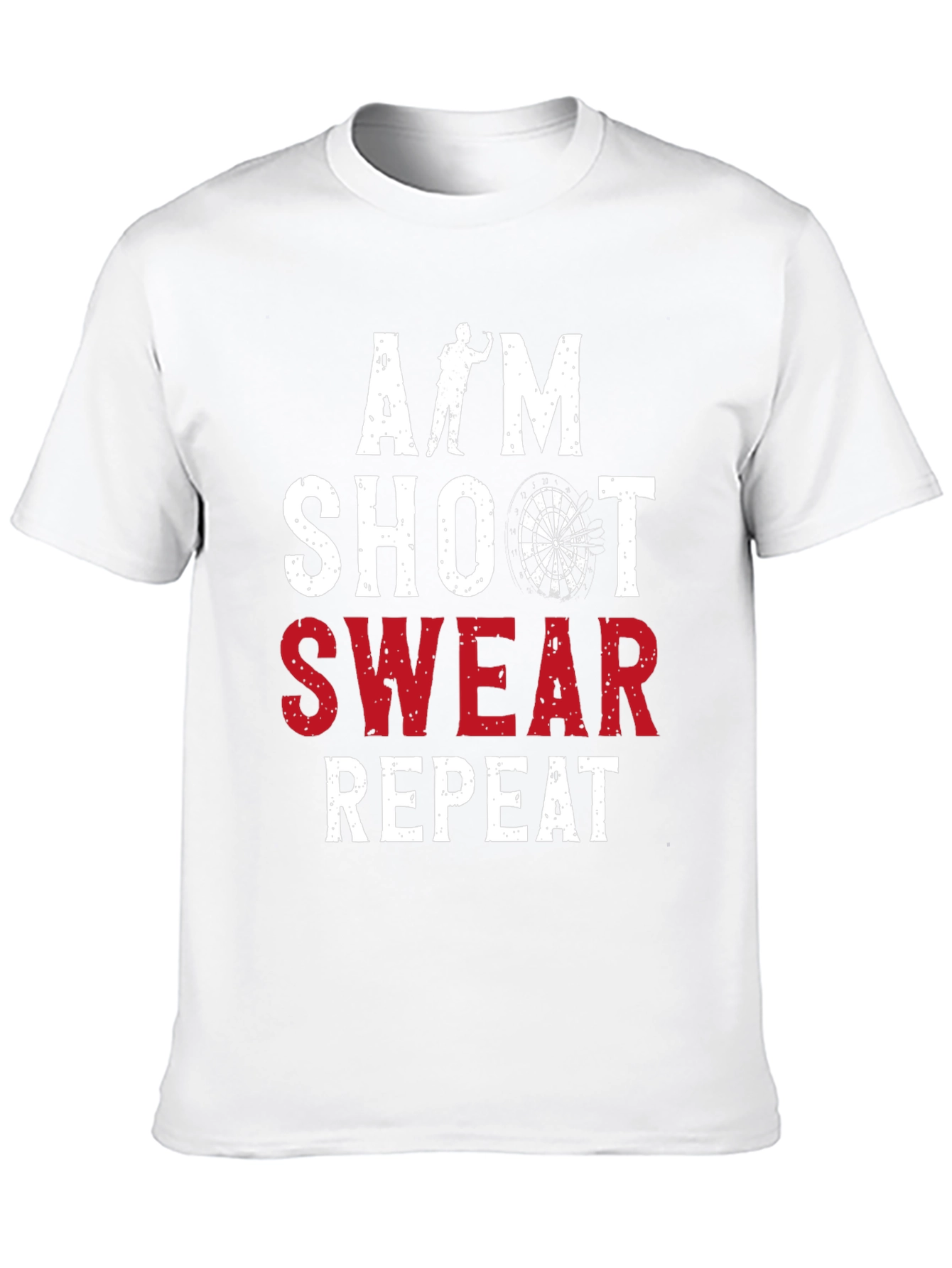 Black Aim Shoot Swear Repeat Darts Graphic Tee view 10
