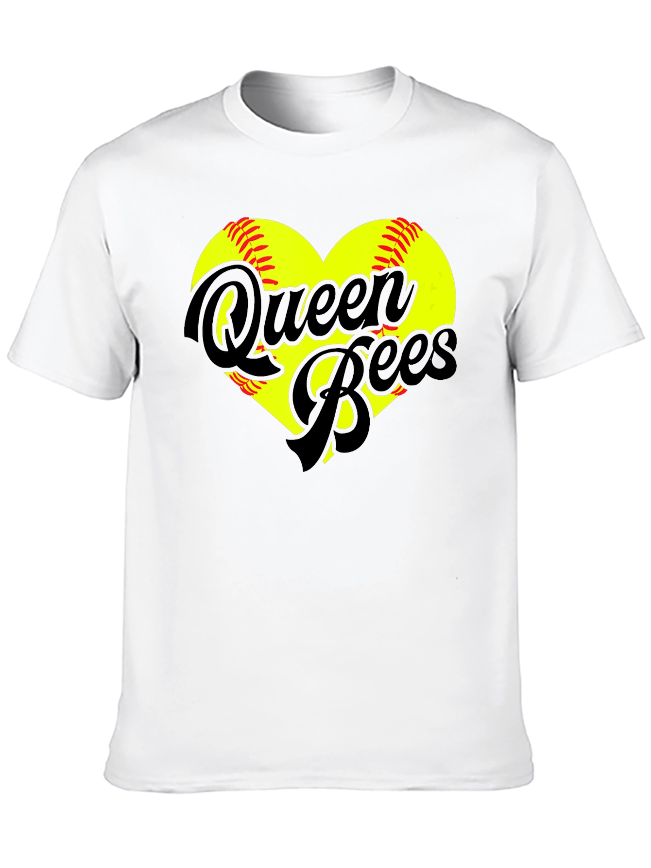 Black Queen Bees Softball Heart T-Shirt view 10