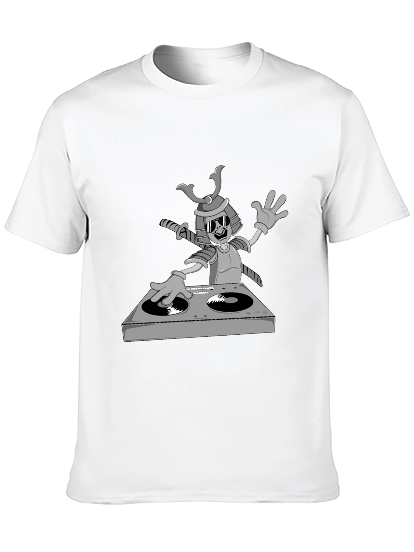 Black DJ Samurai T-Shirt - Cool Cartoon Graphic Tee view 10