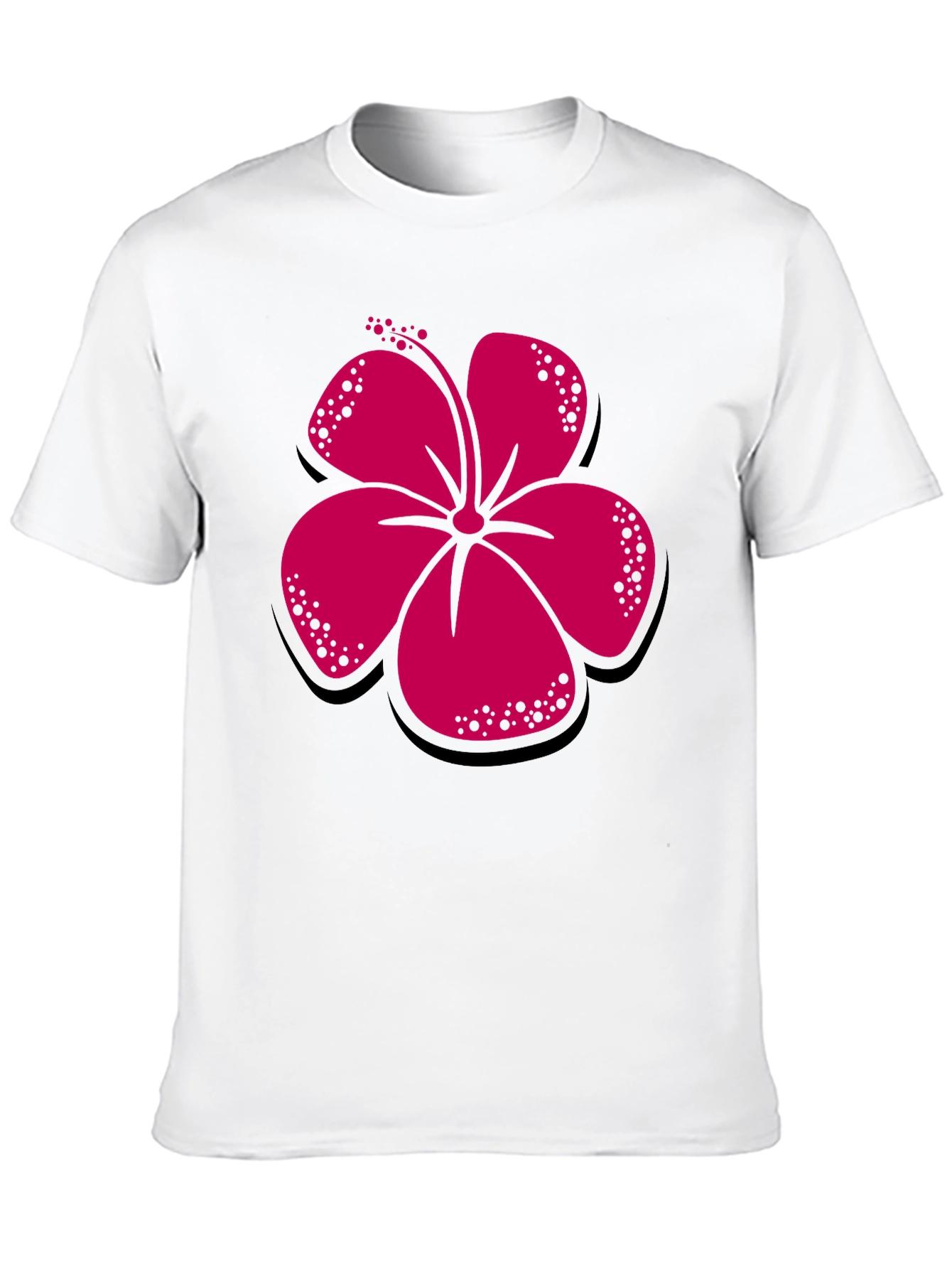 Black Hibiscus Flower Graphic Tee - Casual Black T-Shirt view 10