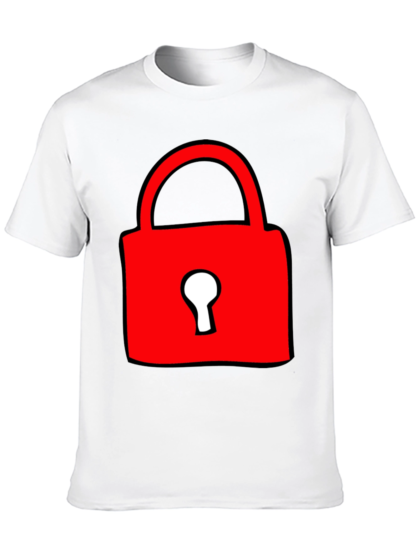 Black Red Lock Graphic T-Shirt - Casual Cotton Tee view 10