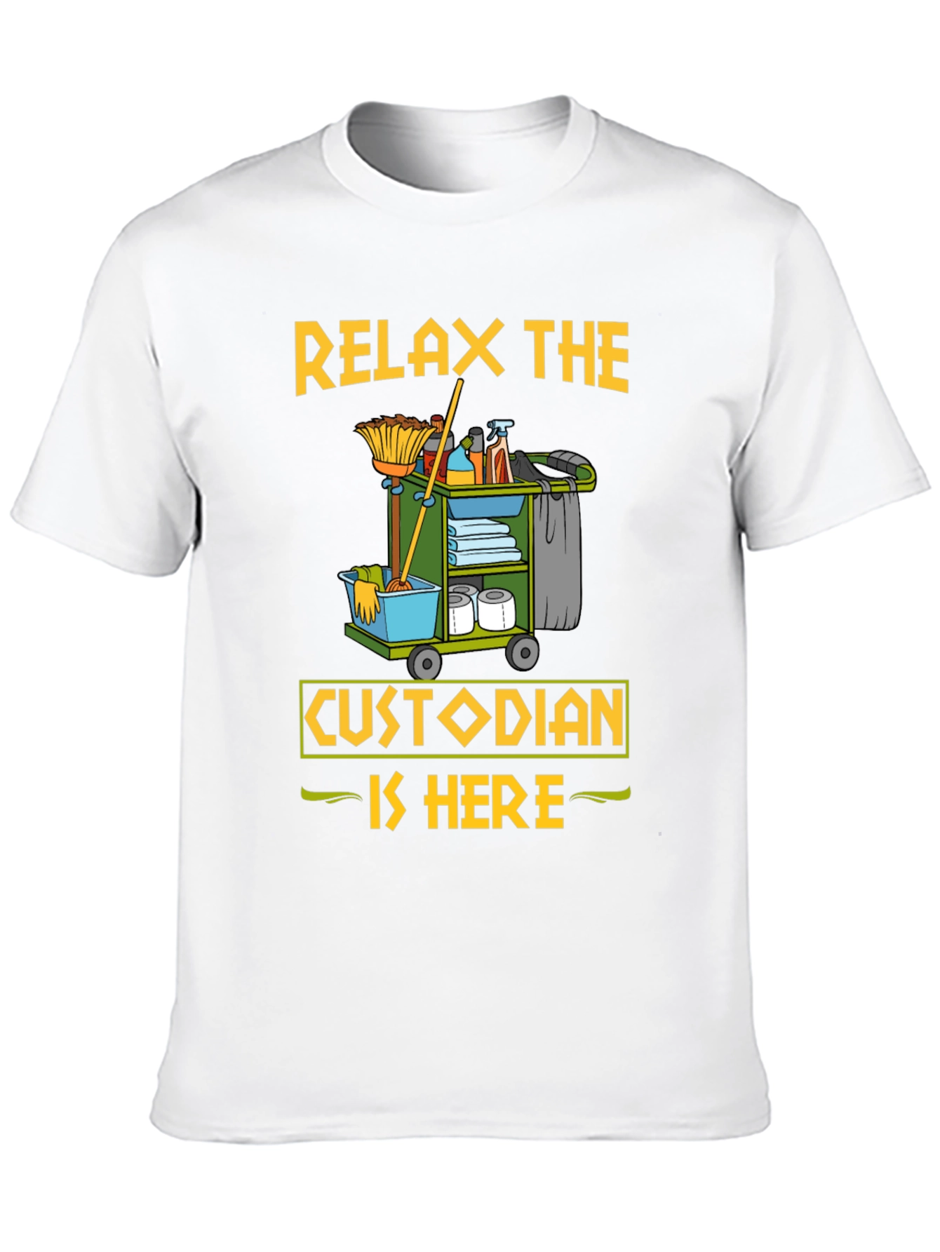 Black Relax The Custodian Is Here Funny T-Shirt view 10