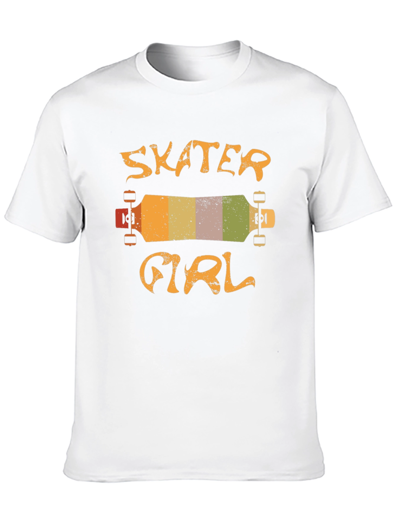 Black Skater Girl T-Shirt - Retro Skateboard Design view 10