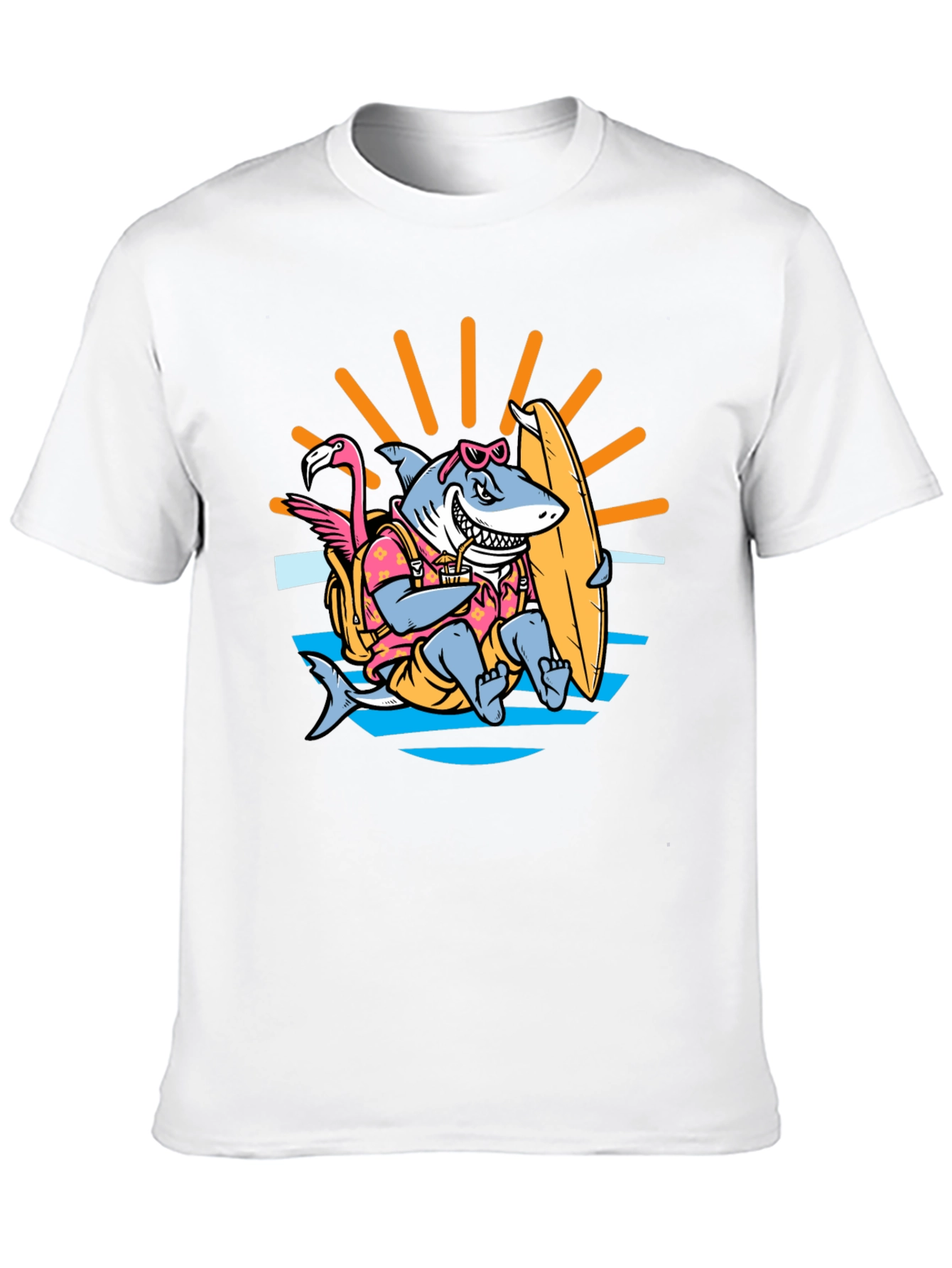 Black Surfing Shark T-Shirt - Summer Vibes view 10
