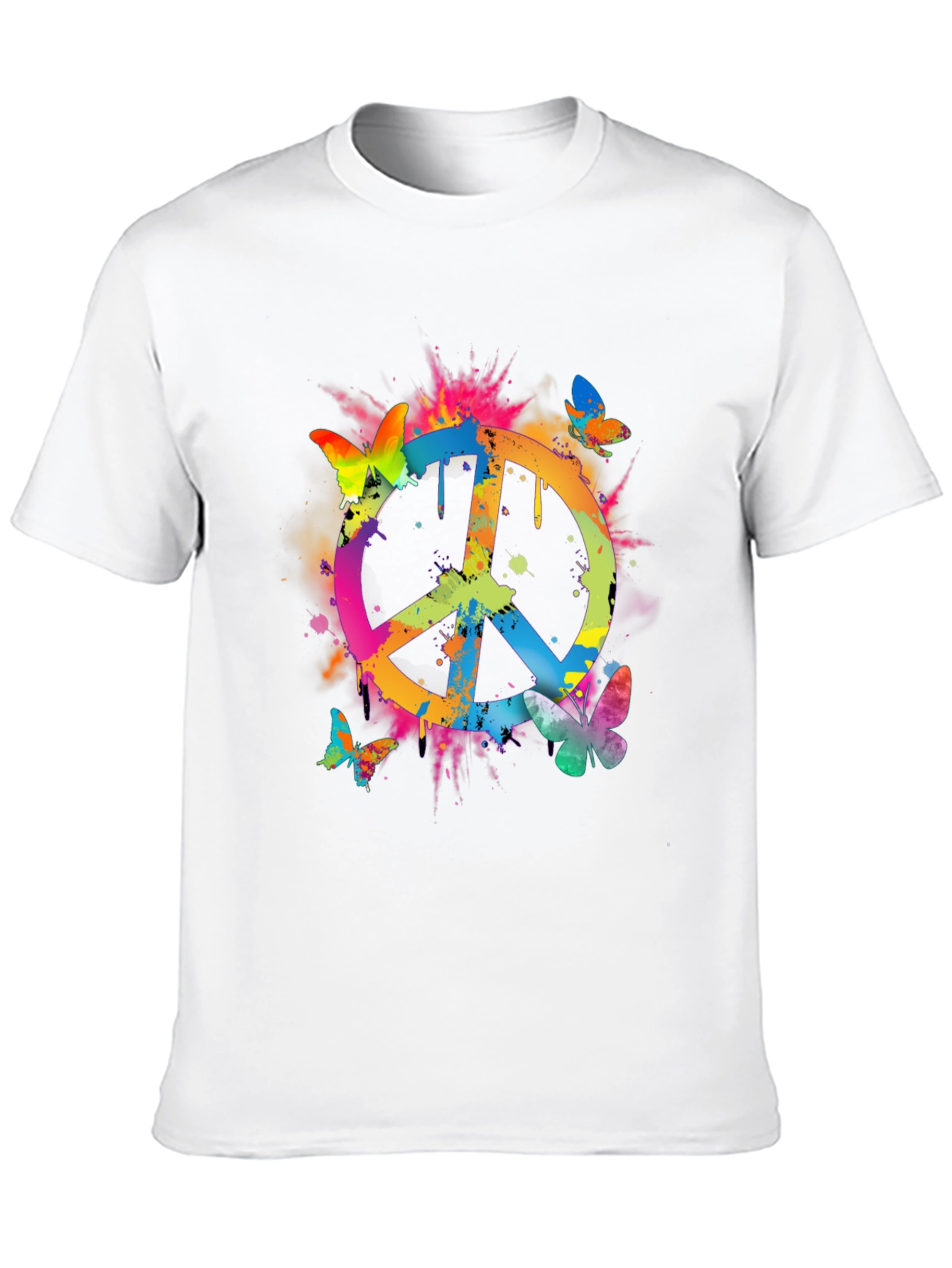 Black Peace Sign Butterfly Graphic Tee - Black view 10