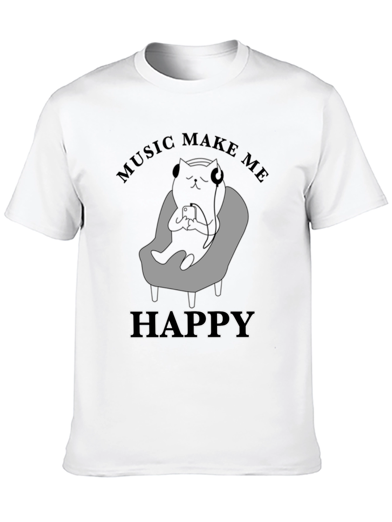 Black Music Cat T-Shirt -  Unisex Comfort Tee view 10