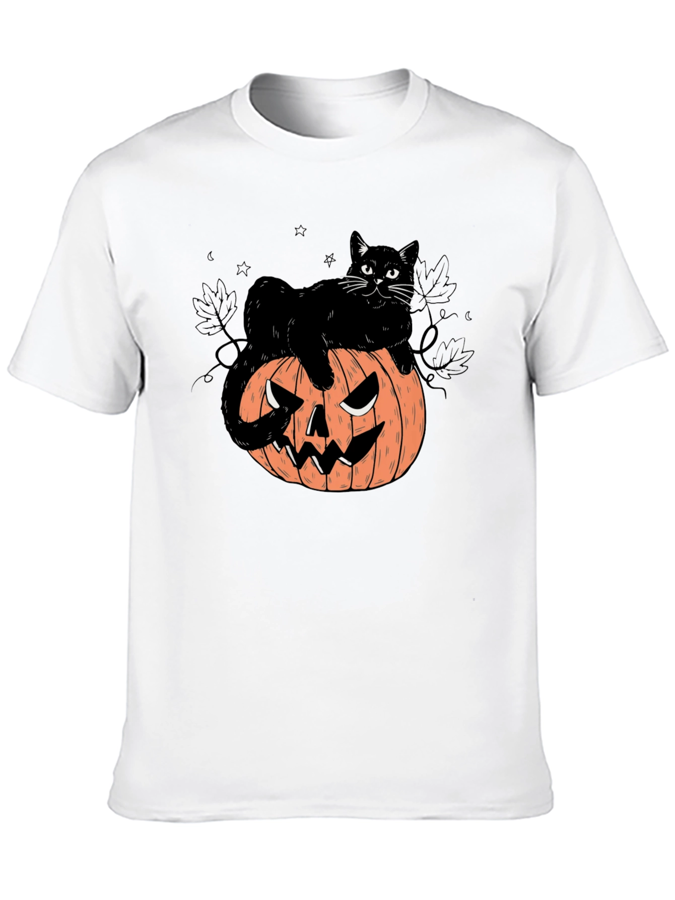 Black Halloween Cat on Pumpkin Graphic Tee view 10