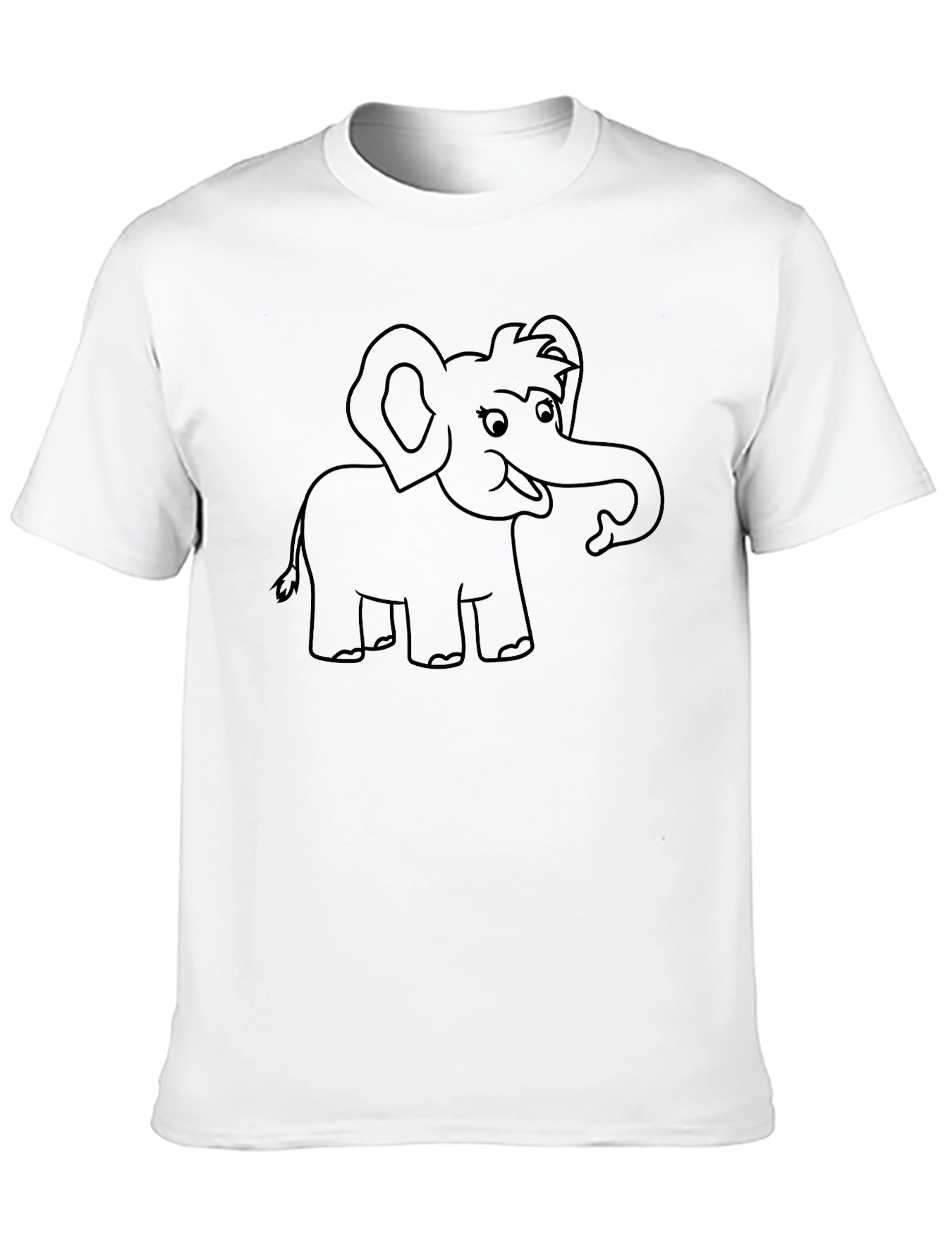 Black Cartoon Elephant Graphic Tee - Black Cotton T-Shirt view 10