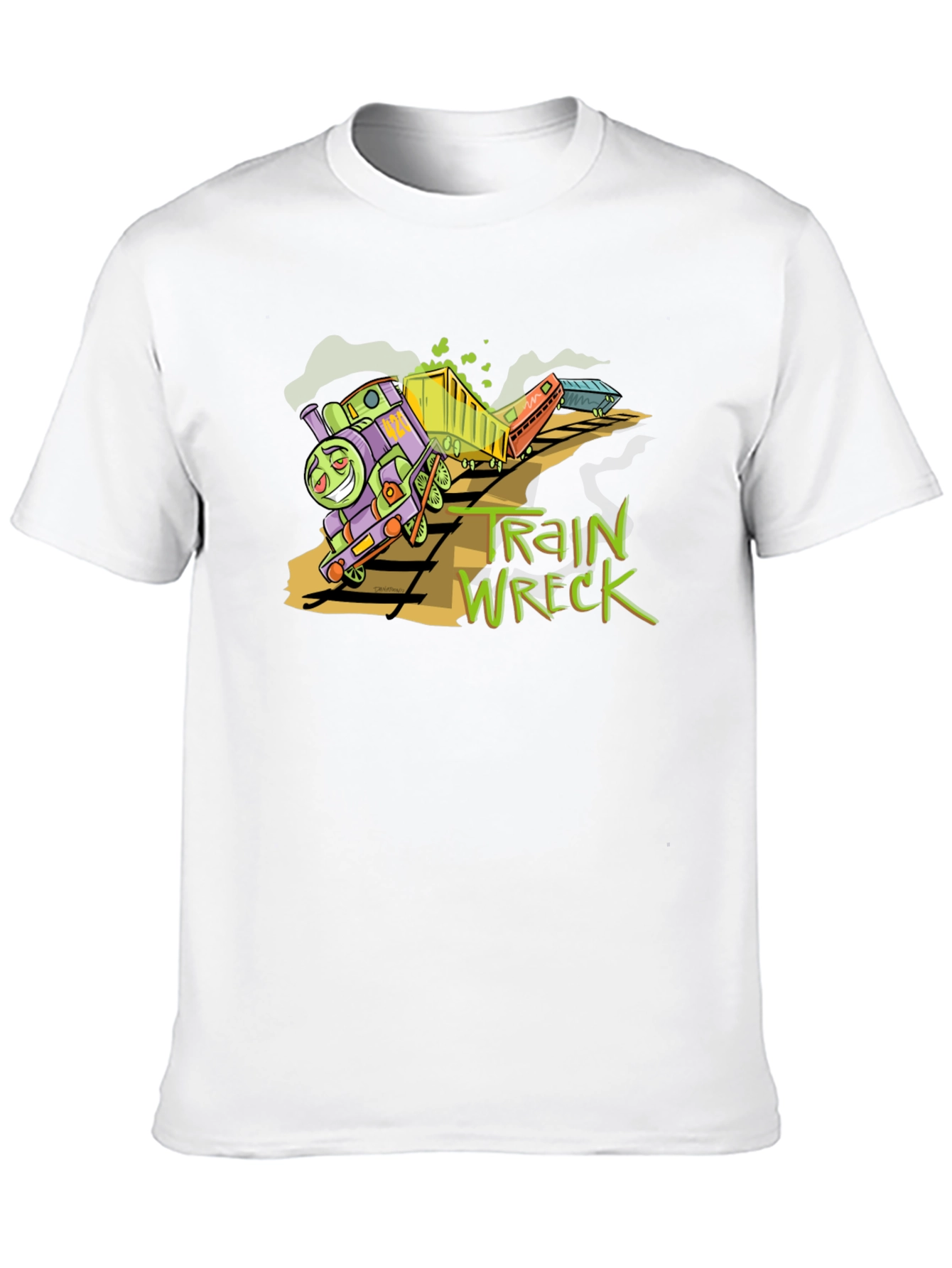 Black Train Wreck Graphic Tee -  Black Cotton Shirt view 10