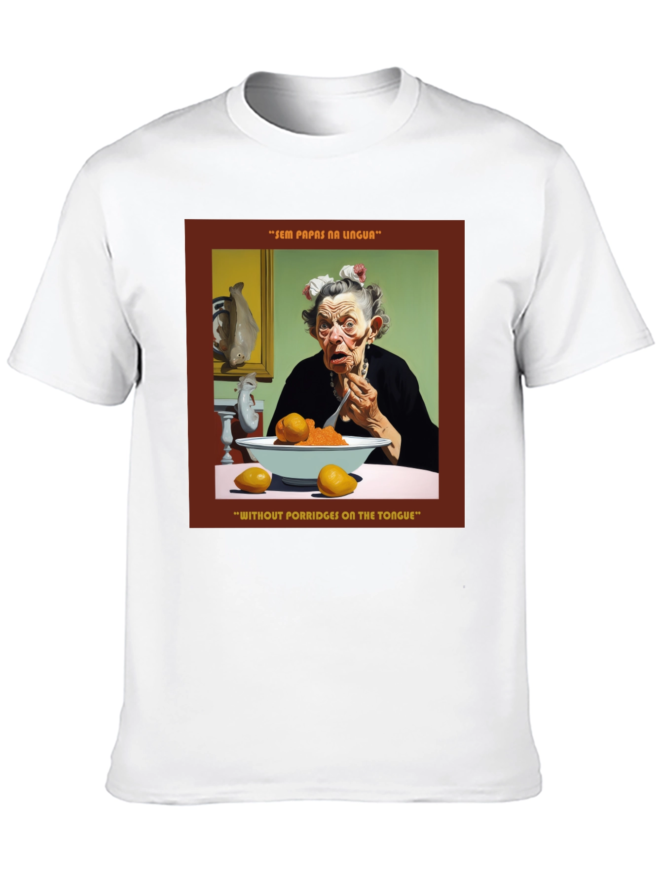 Black Humorous "Without Porridges on the Tongue" T-Shirt view 10