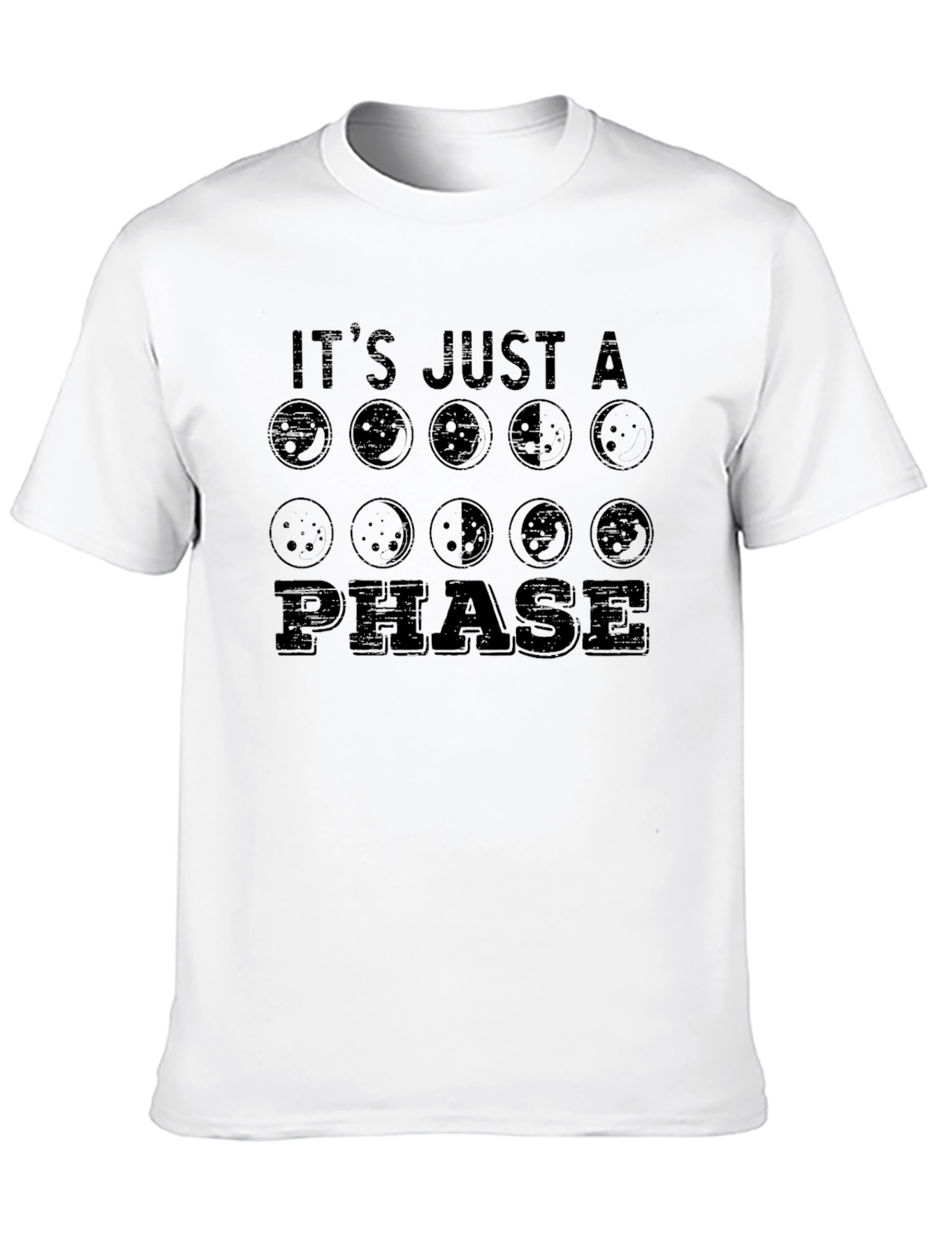 Black It's Just a Phase Moon T-Shirt view 10