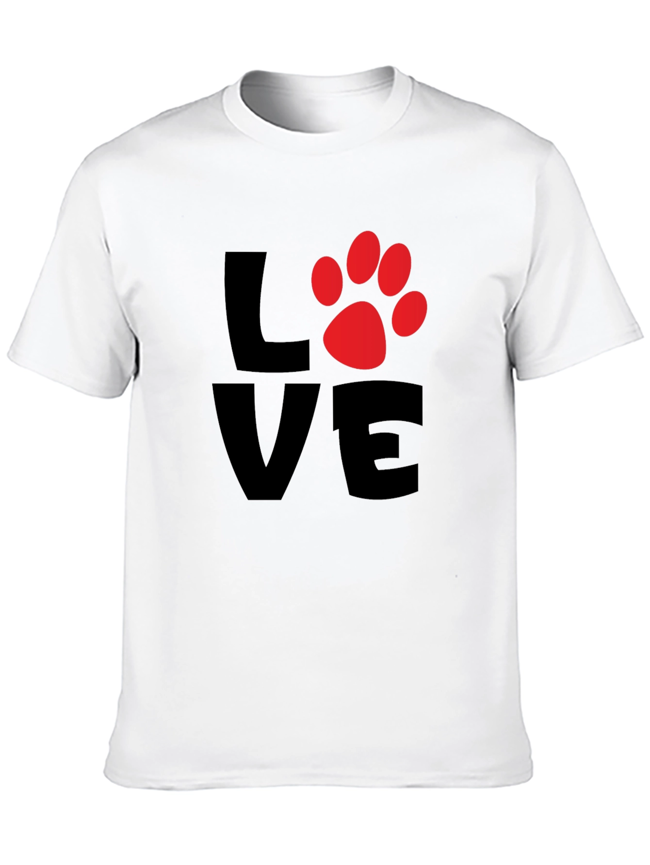 Black Love Paw Print Men's Black T-Shirt view 10