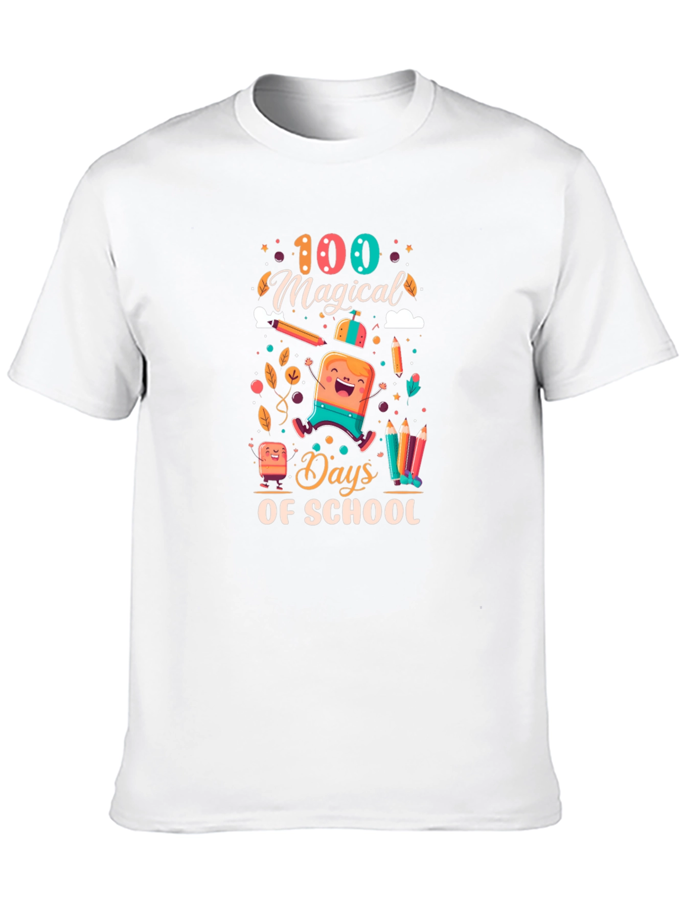 Black 100 Magical Days of School Black T-Shirt view 10