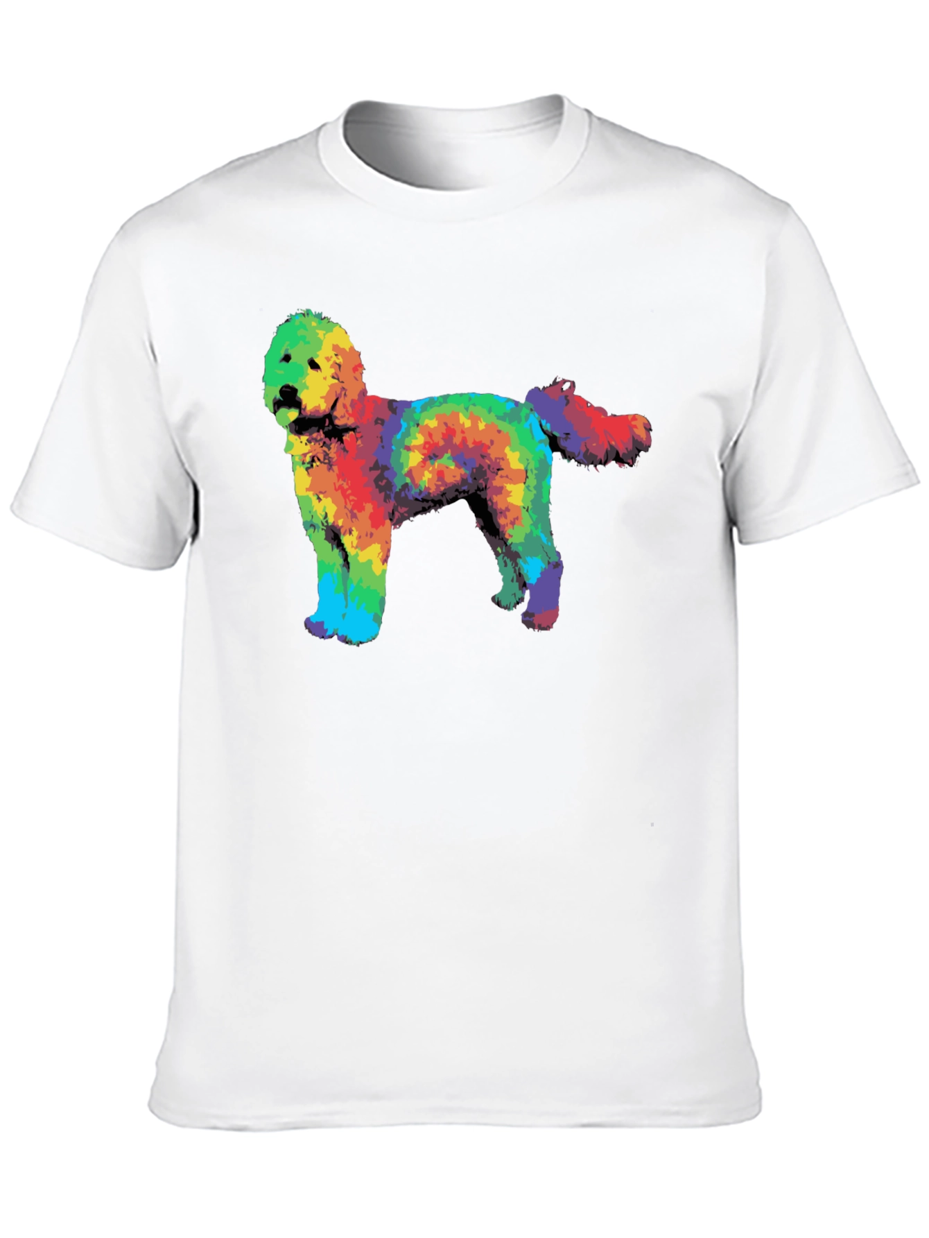 Black Rainbow Tie-Dye Doodle Dog Graphic T-Shirt view 10