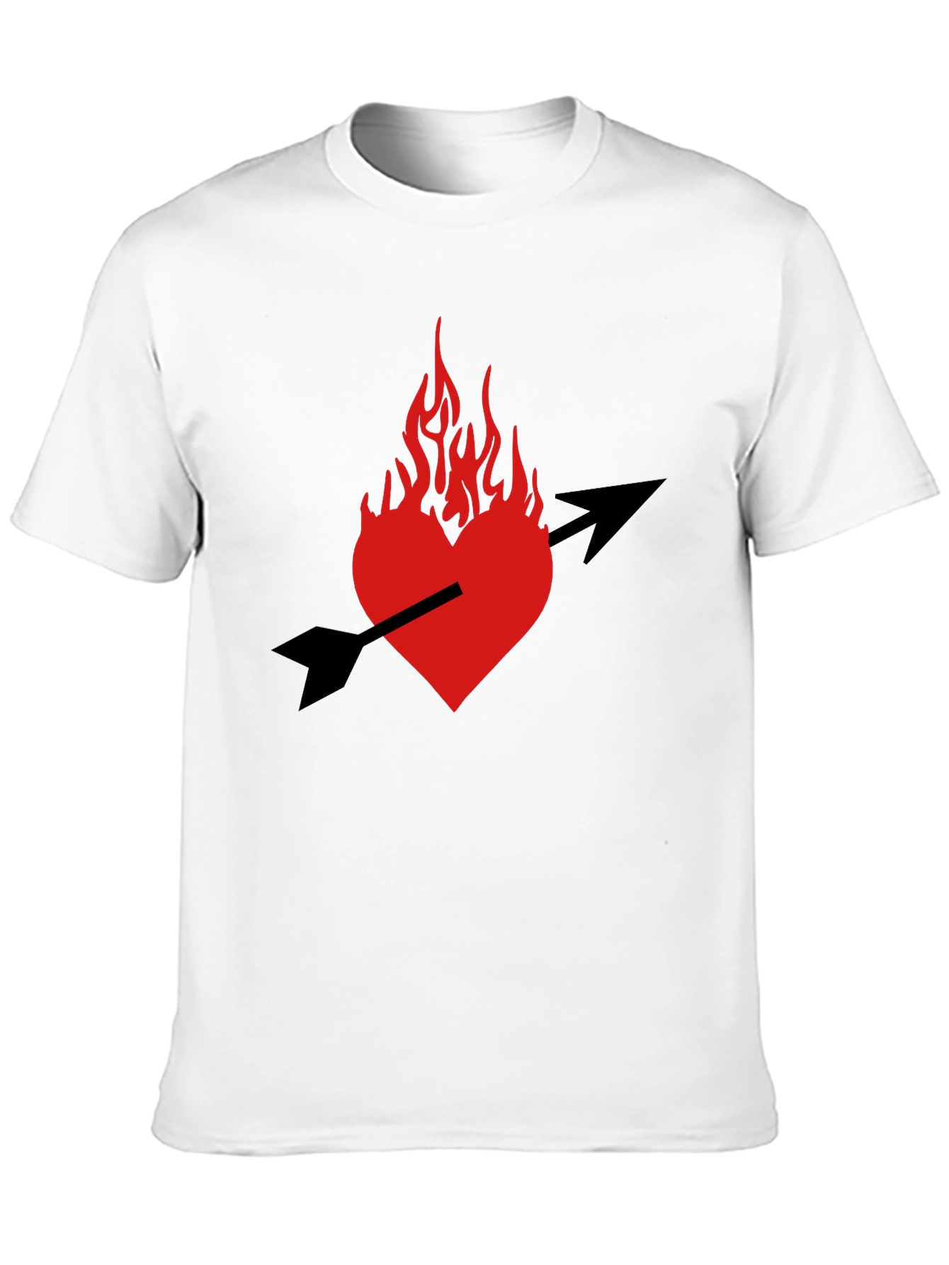 Black Burning Heart Arrow Graphic Black T-Shirt view 10