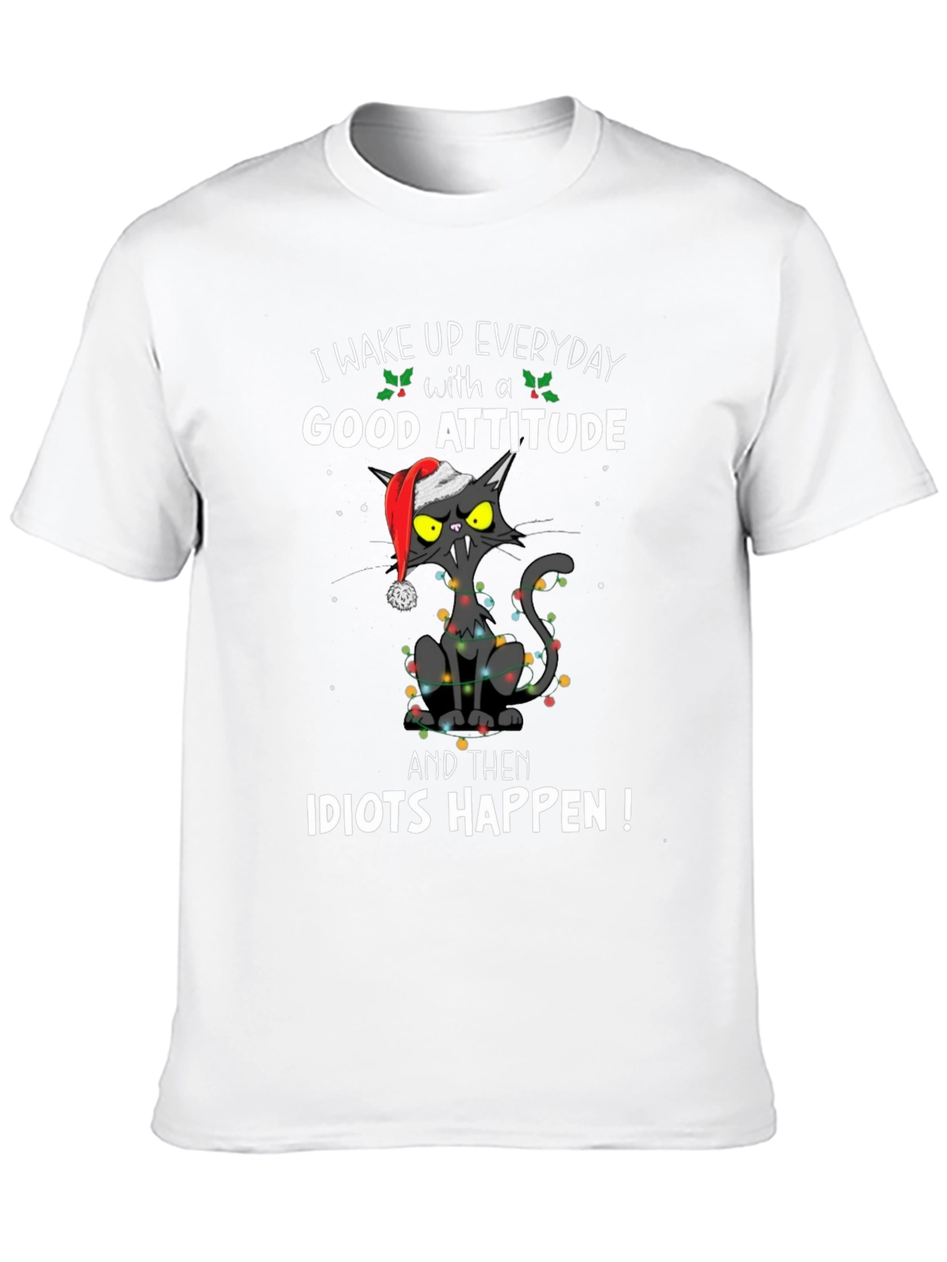 Black Funny Cat Christmas T-Shirt view 10