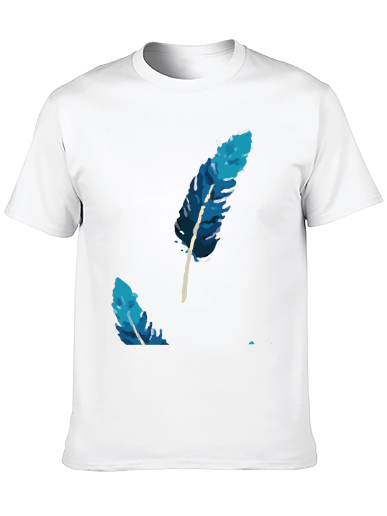 Black Blue Feather Graphic Tee - Soft Cotton Blend view 10