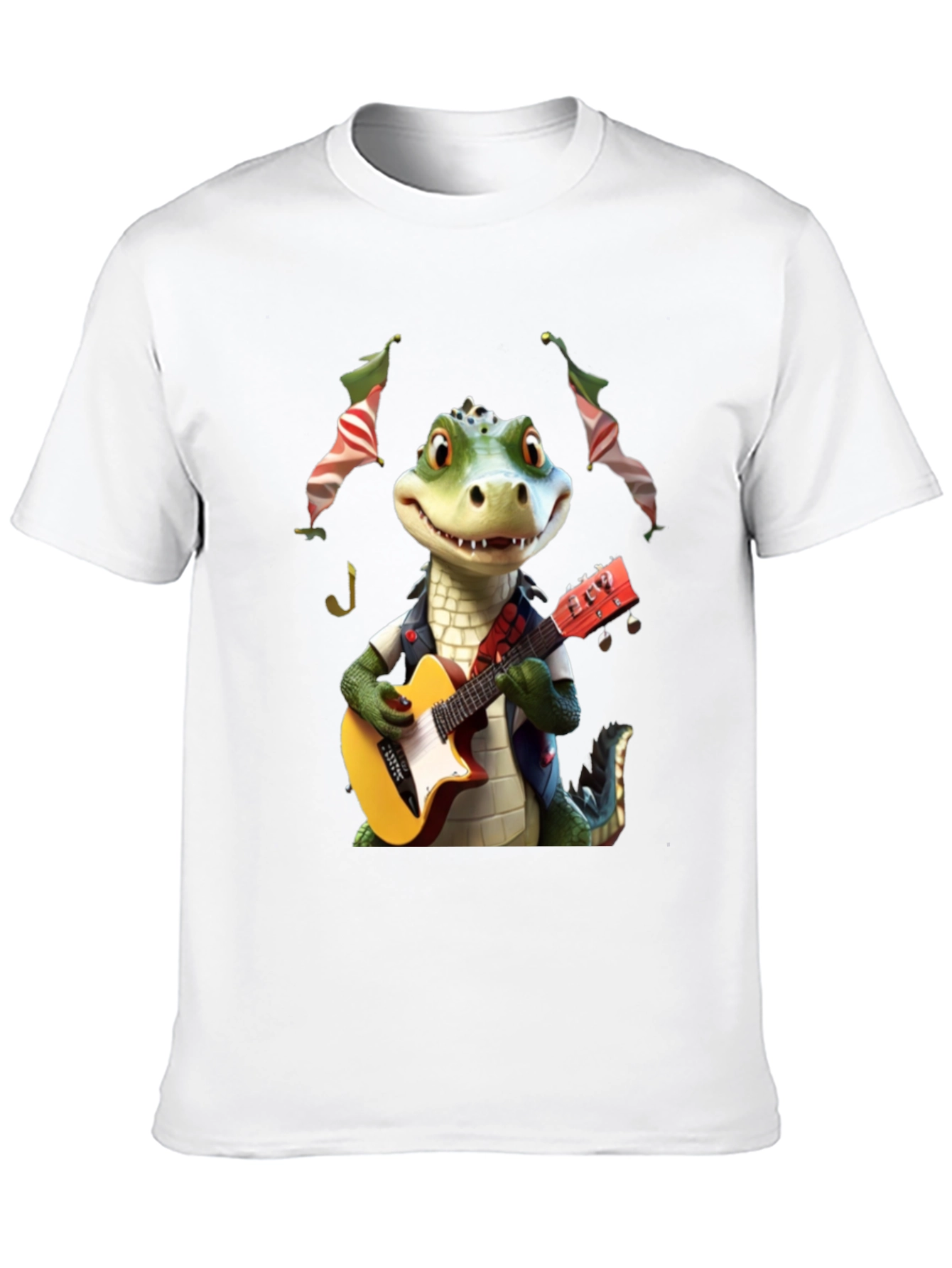 Black Alligator Guitar Player Graphic Tee view 10