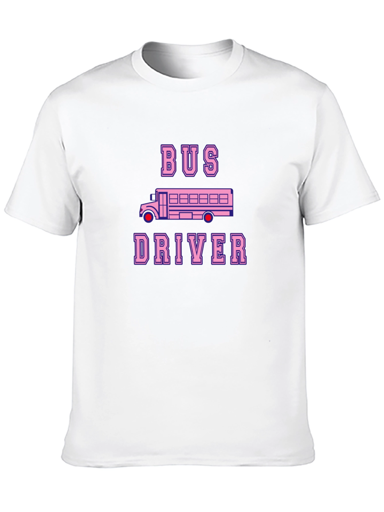 Black Bus Driver T-Shirt - Pink School Bus Design view 10