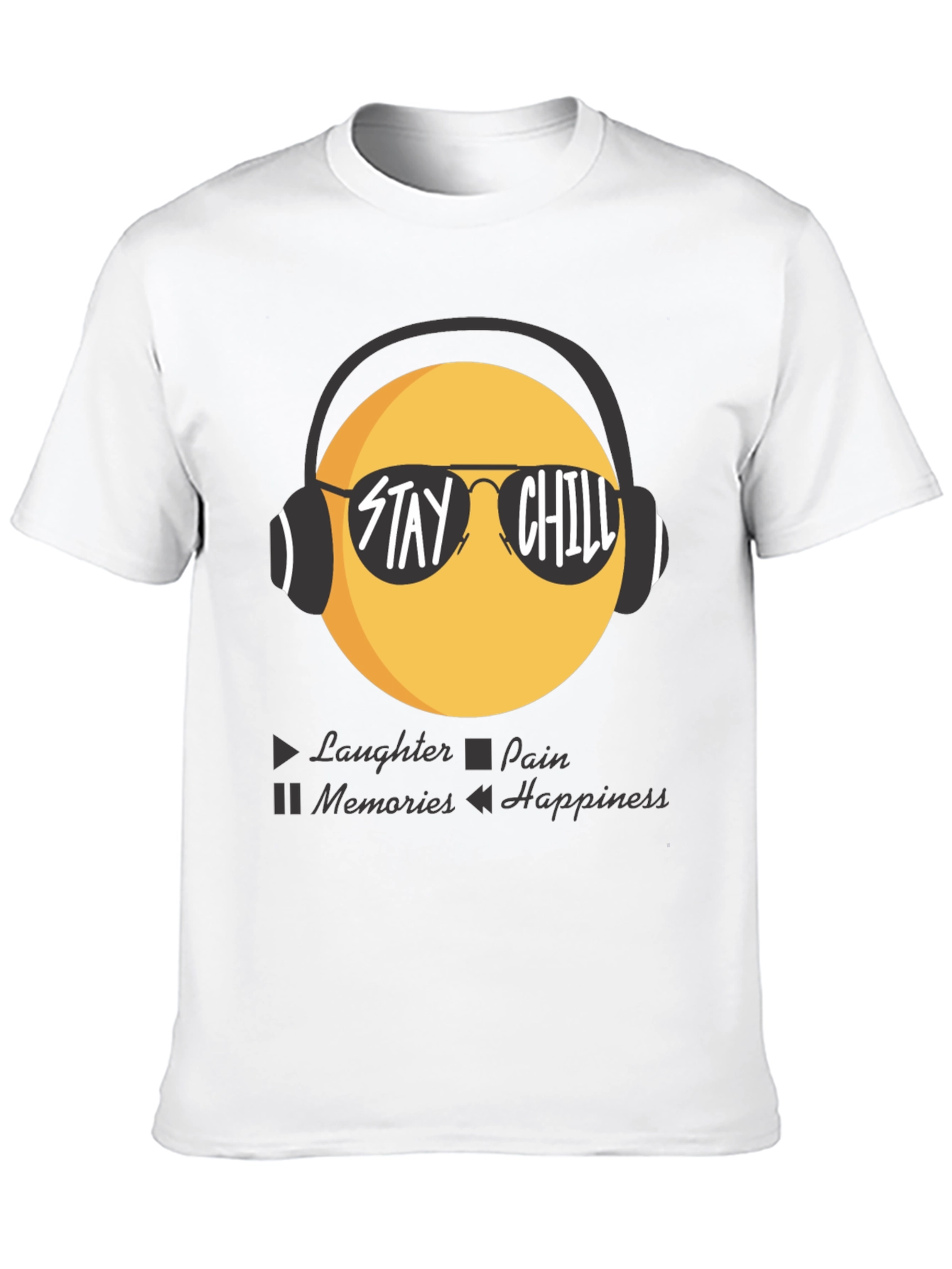 Black Stay Chill Emoji T-Shirt - Laughter, Happiness view 10
