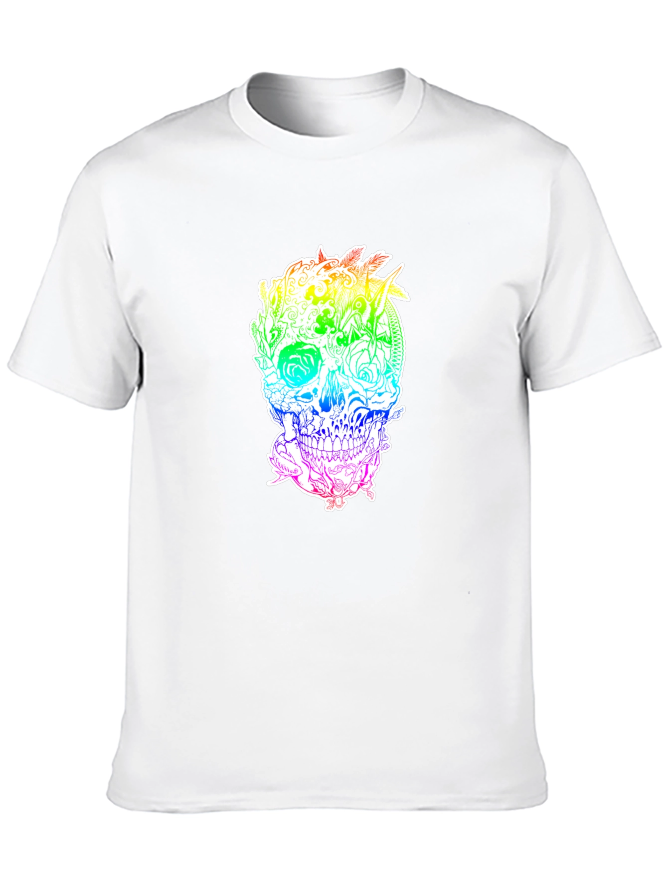 Black Rainbow Floral Skull Graphic Tee view 10