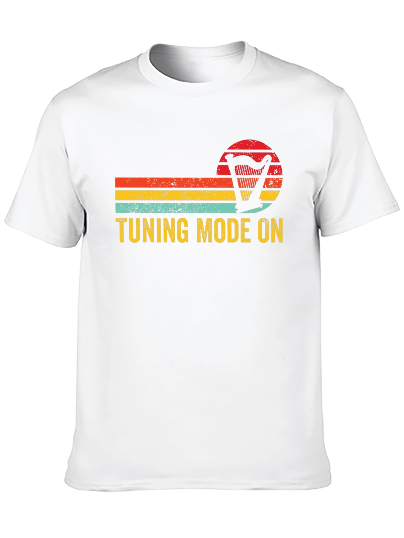 Black Tuning Mode On Harp Retro T-Shirt - Musician Gift view 10