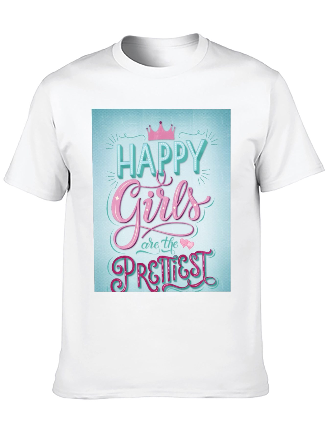 Black Happy Girls Prettiest T-Shirt - Fun Graphic Tee view 10