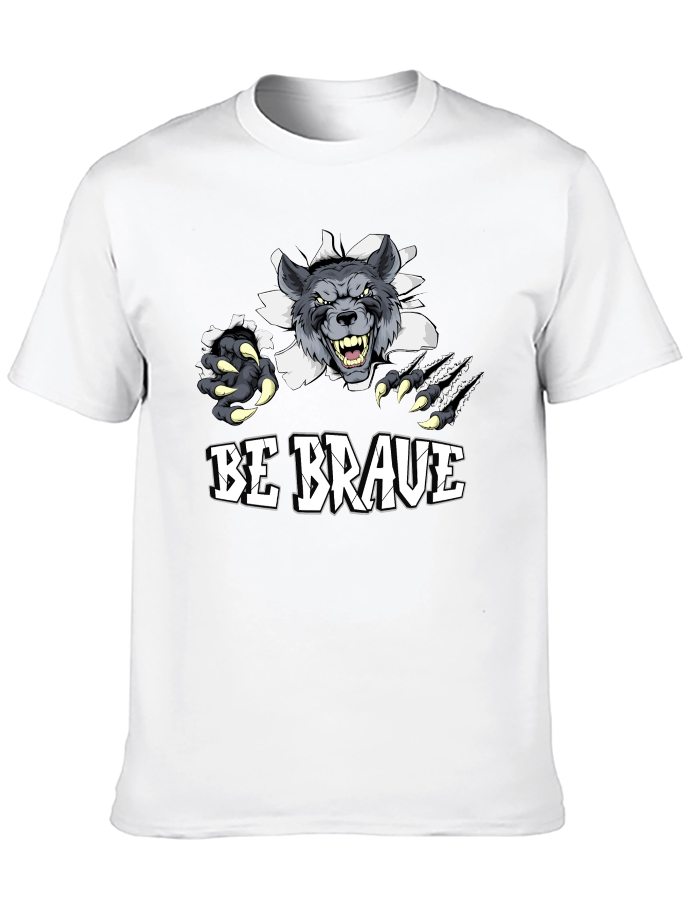 Black Be Brave Wolf Graphic Print T-Shirt view 10